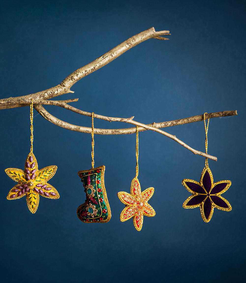 Premium Embellished Flower Ornament - Handmade Sparkle for Your Holiday Decor