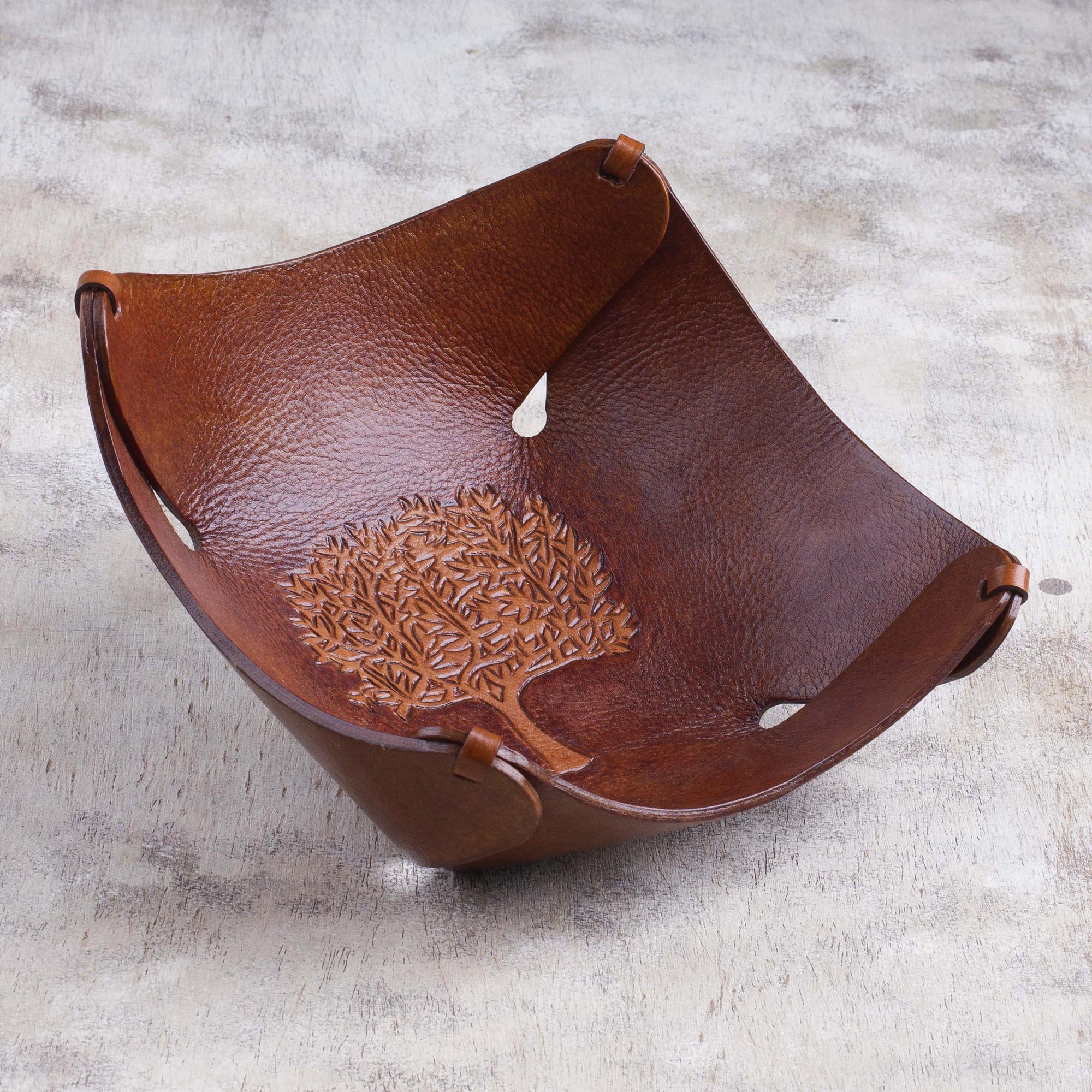 Premium Handcrafted Tree of Life Leather Tray