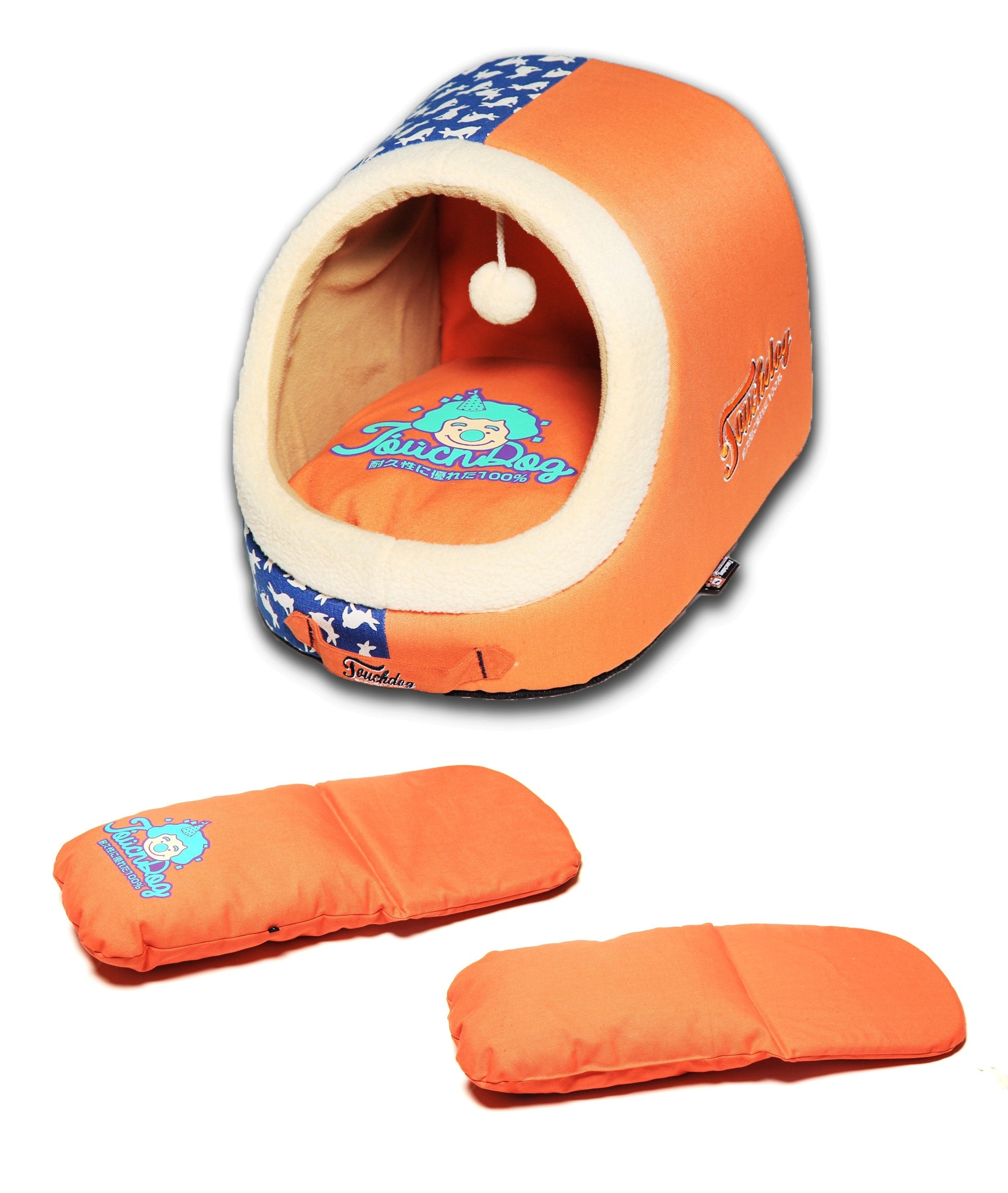 Touchdog® Premium Panoramic Rabbit-Spotted Dog Bed with Built-In Toy