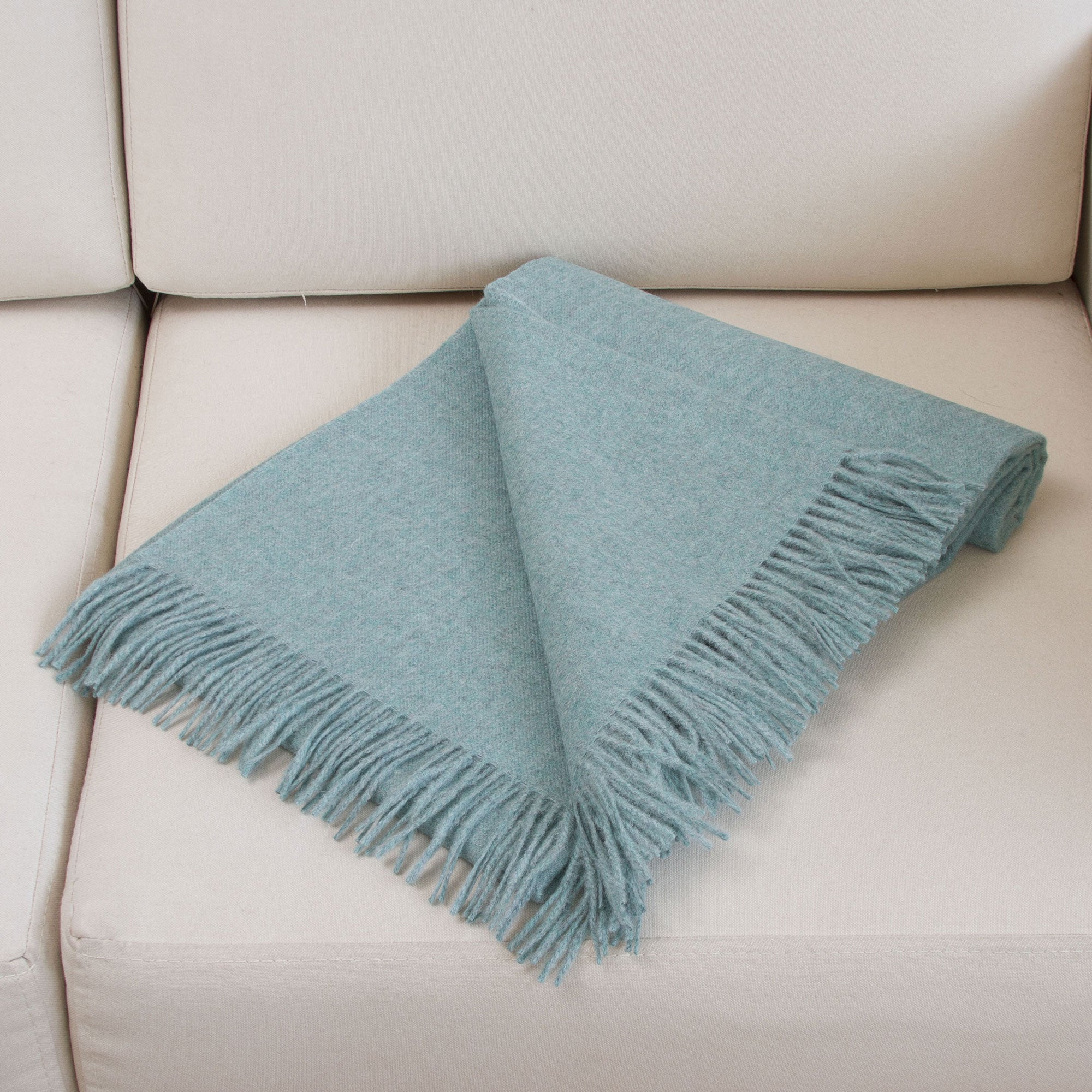 Premium Blissful Dream Aqua Baby Alpaca Throw Blanket - Handcrafted in Peru