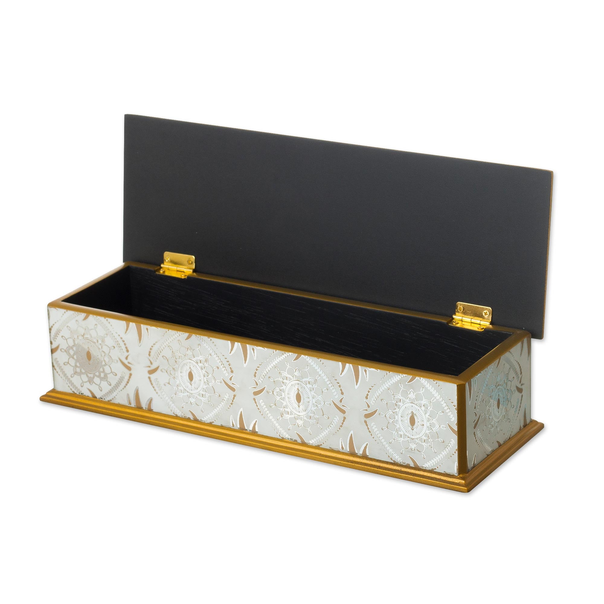 Premium Golden Treasure Reverse-Painted Glass Box – Handcrafted in Peru