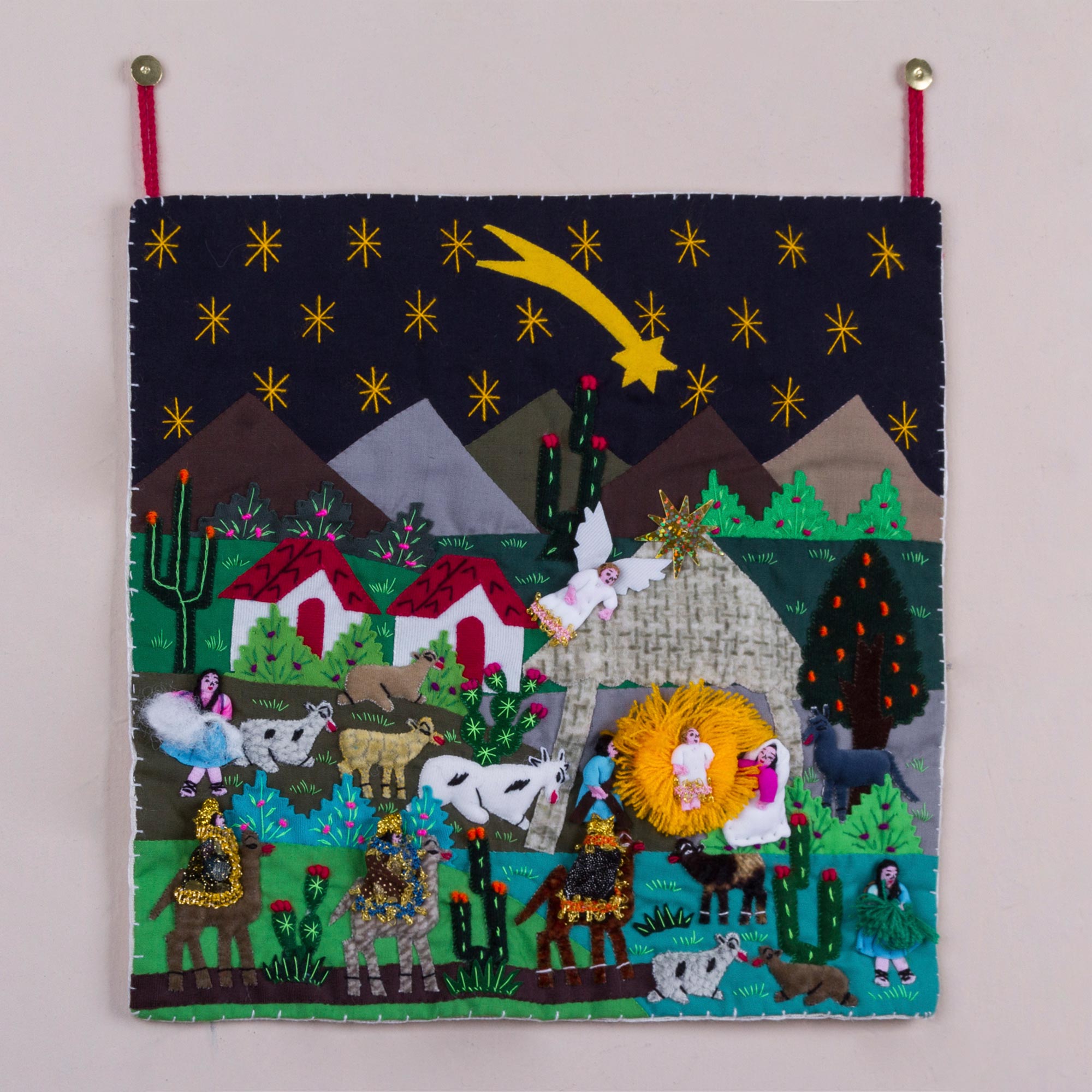 Premium Christmas Star Nativity Wall Art - Handcrafted Patchwork Masterpiece