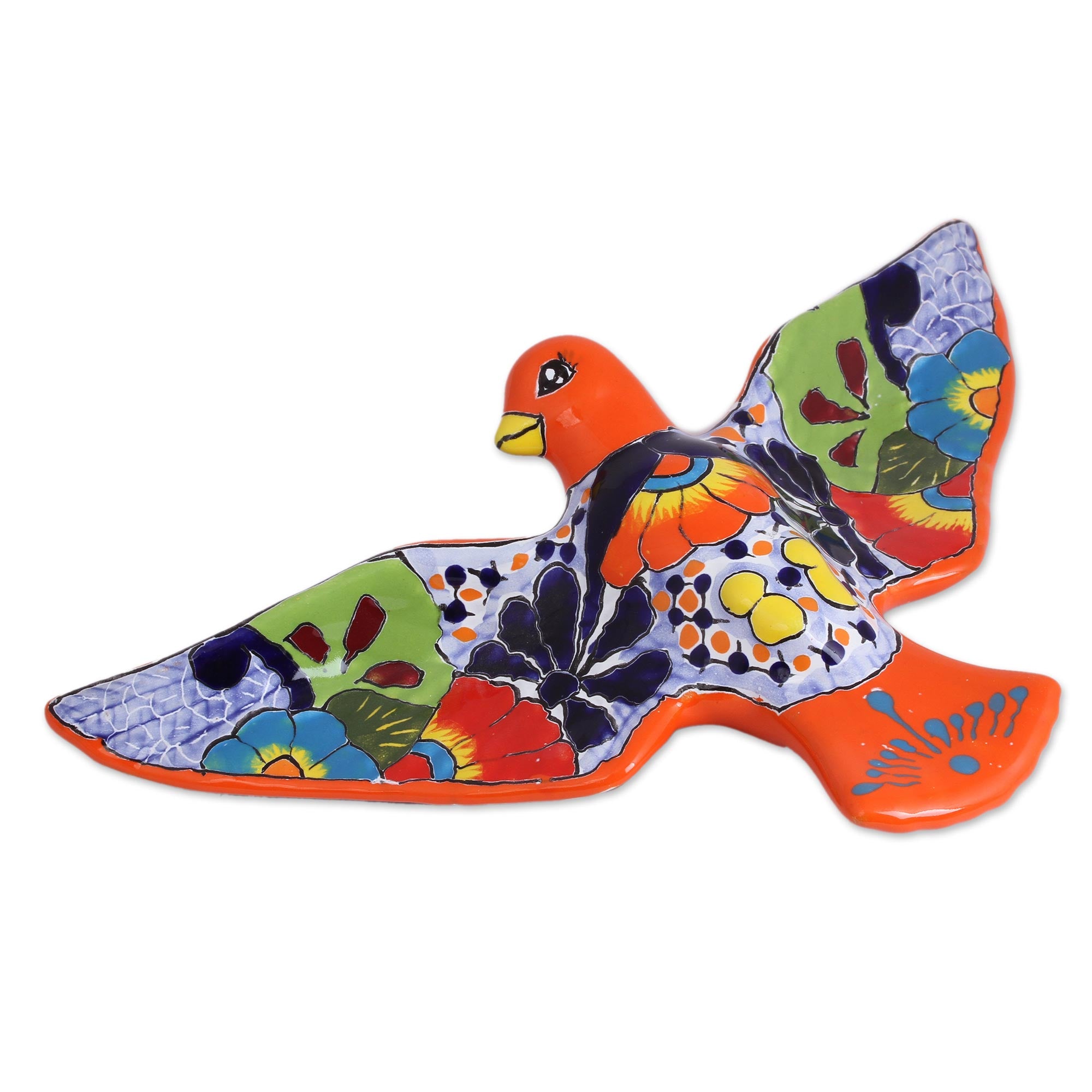 Premium Hand-Painted Ceramic Dove Wall Sculpture - Vibrant Talavera Art from Mexico