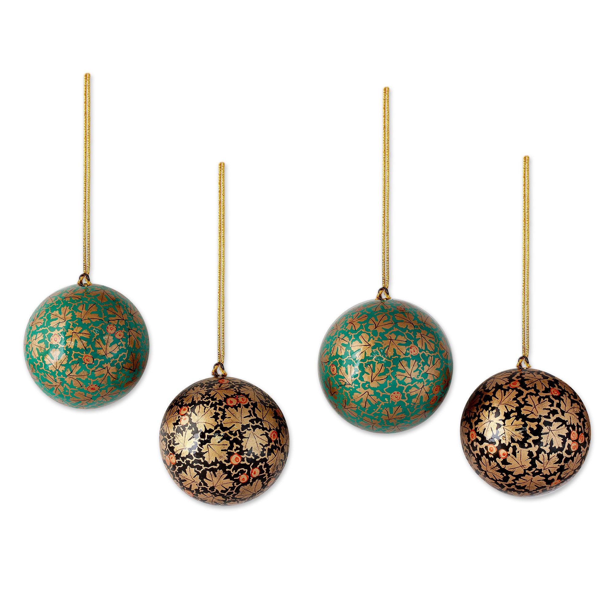 Premium Chinar Cheer Hand-Painted Holiday Ornaments - Set of 4