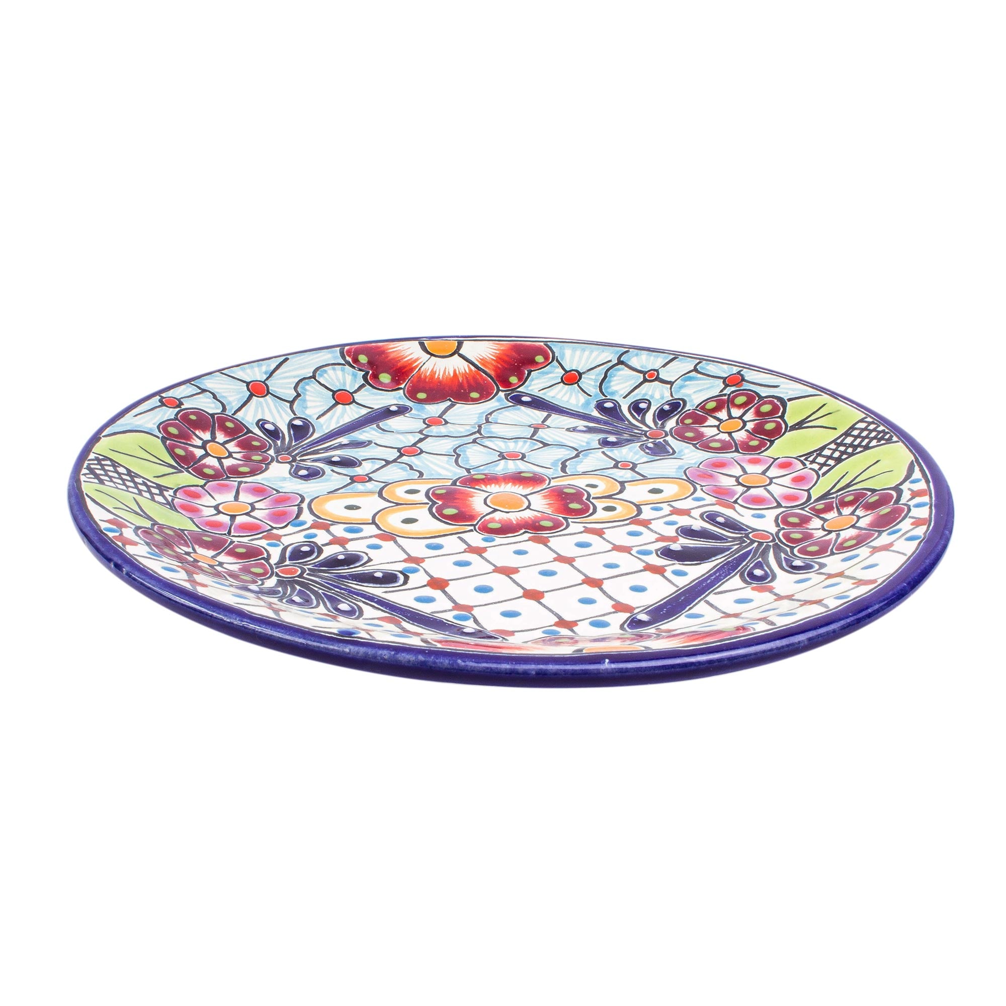 Premium Handcrafted Talavera Ceramic Salad Plates - Colorful Floral Pair