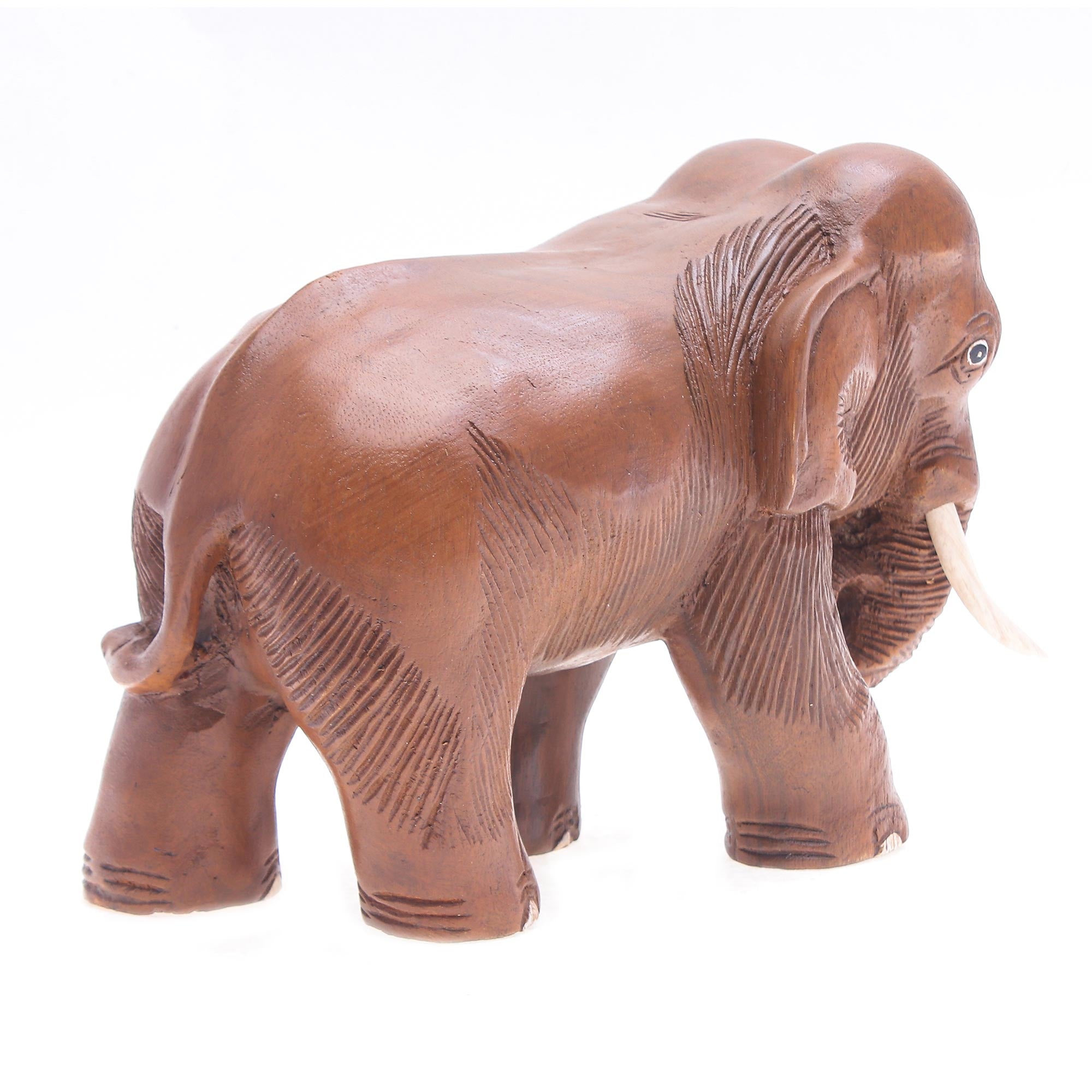 Premium Majestic Elephant Sculpture - Handcrafted Rain Tree Wood Art from Thailand