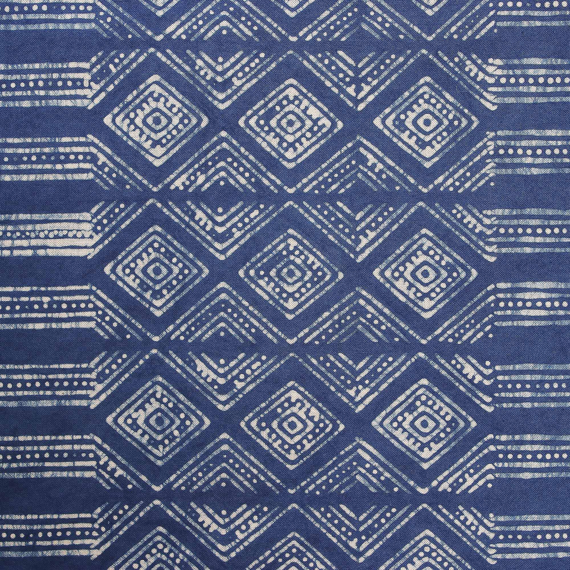 Premium Handcrafted Indigo Batik Cotton Queen Bedspread – Geometric Elegance
