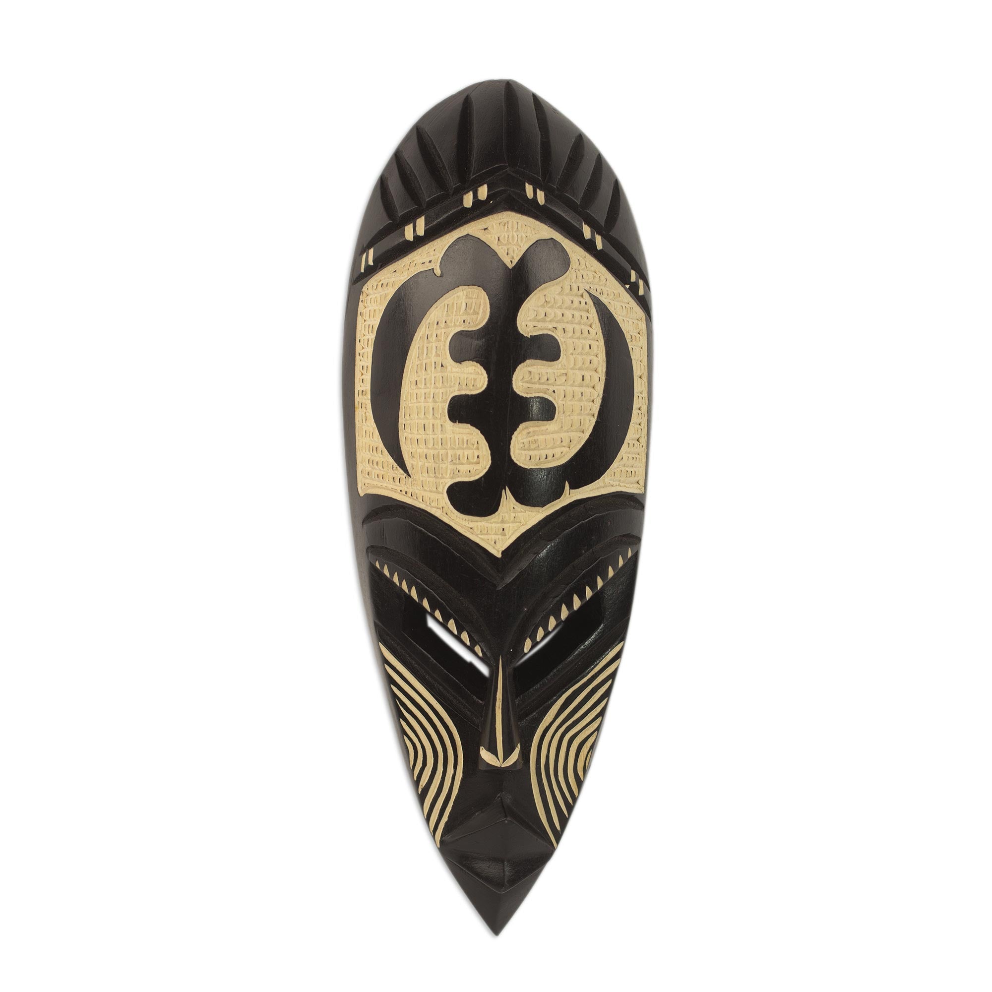 Premium Gye Nyame Adinkra Wood Mask – Handcrafted African Wall Art from Ghana