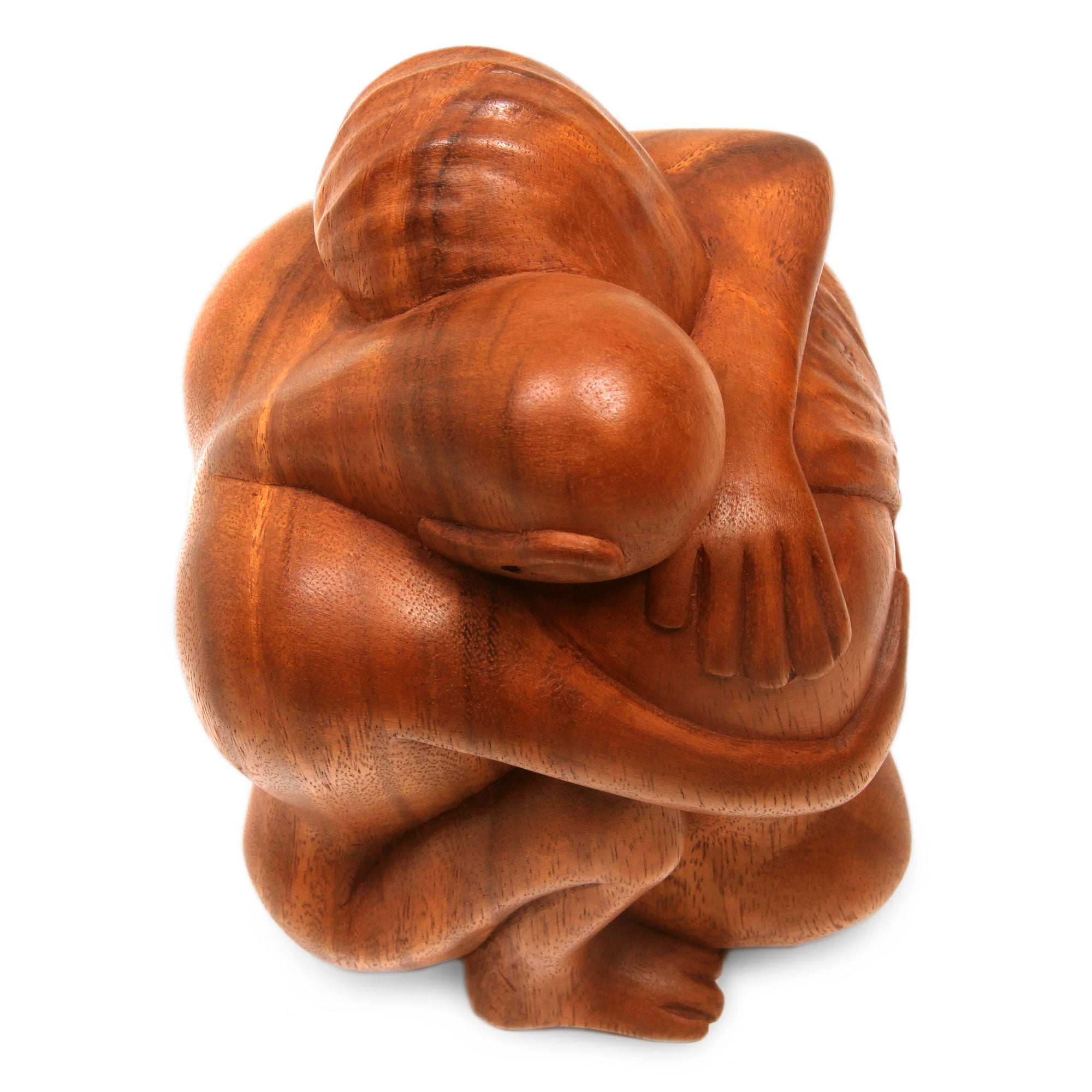 Premium Romantic Embrace Suar Wood Sculpture by Nyoman Karsa