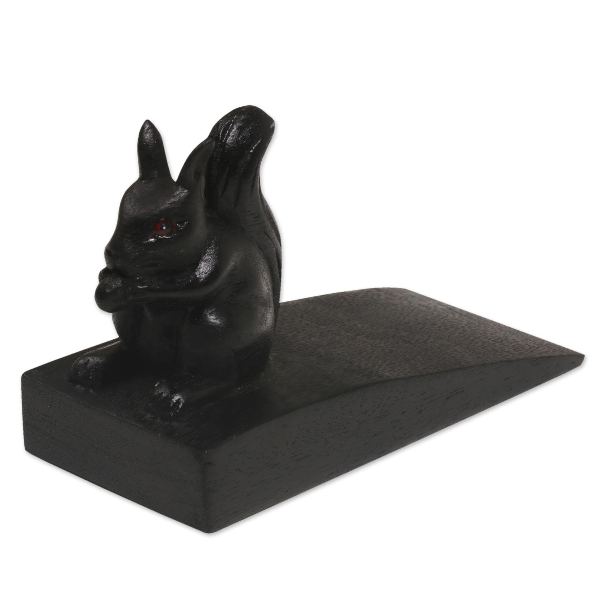 Premium Handcrafted Black Squirrel Doorstop from Bali – Charming & Functional Home Accent