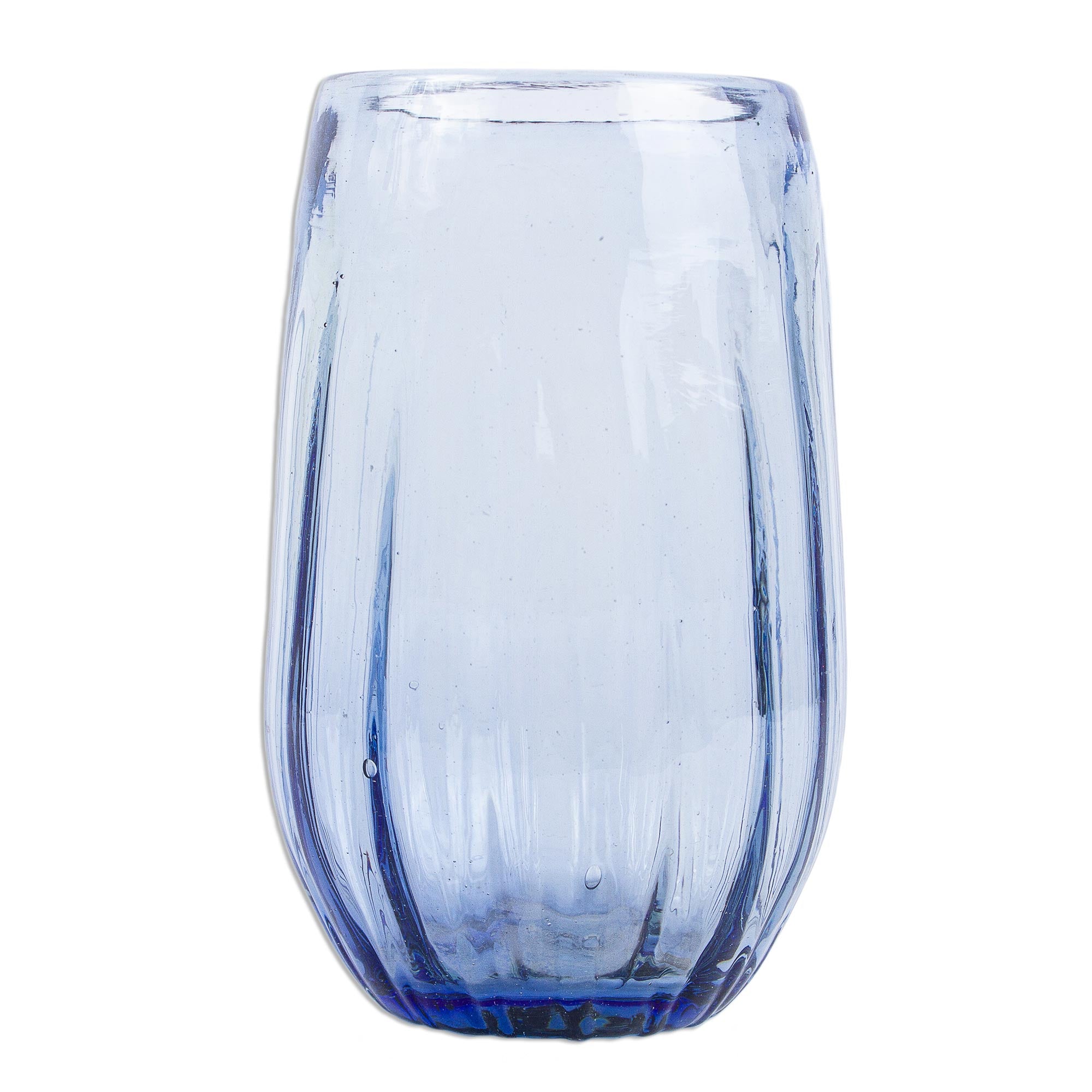 Premium Fiesta Azul Recycled Hand-Blown Stemless Wine Glasses - Set of 6