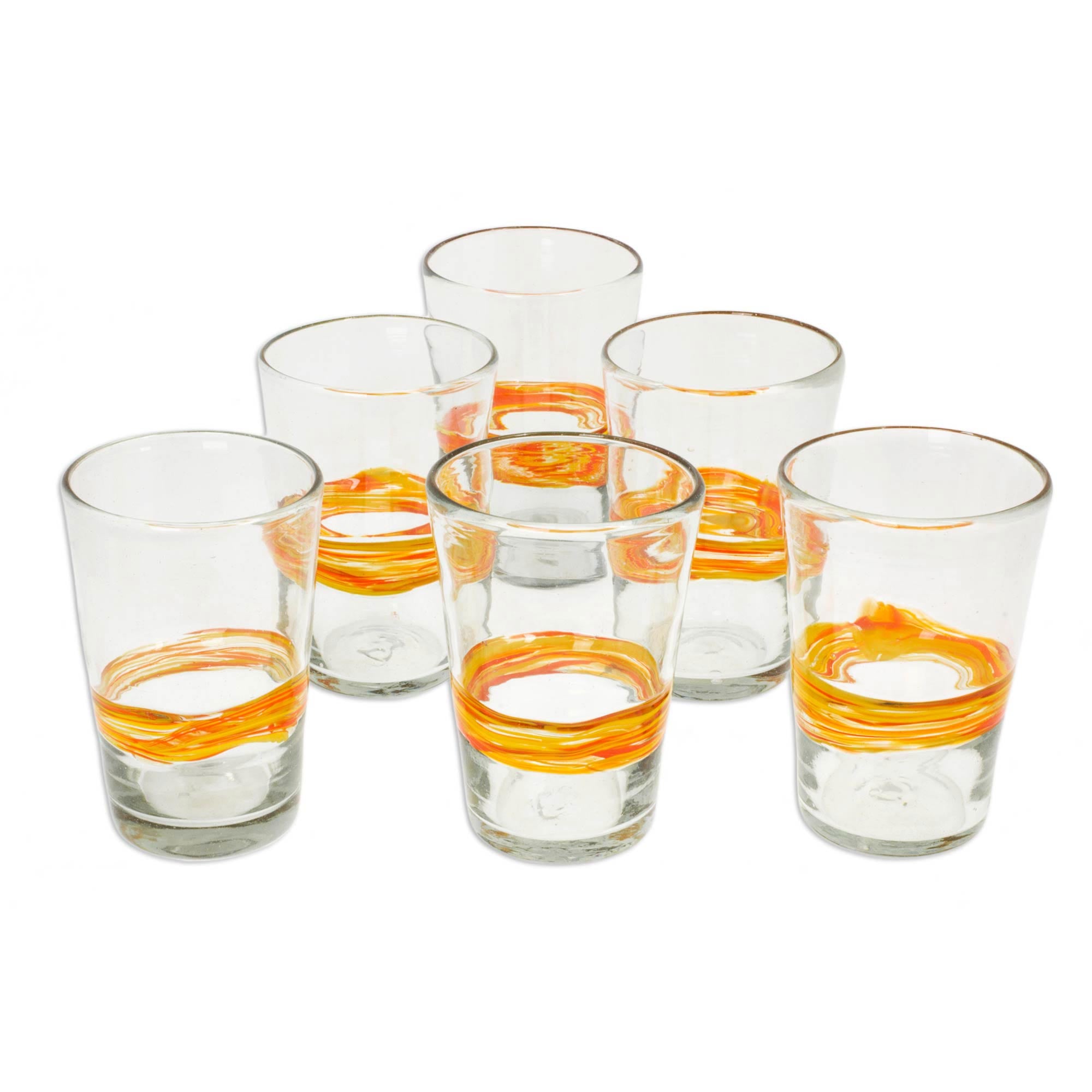 Premium Handblown Glass Sunshine Striped Tumblers - Set of 6