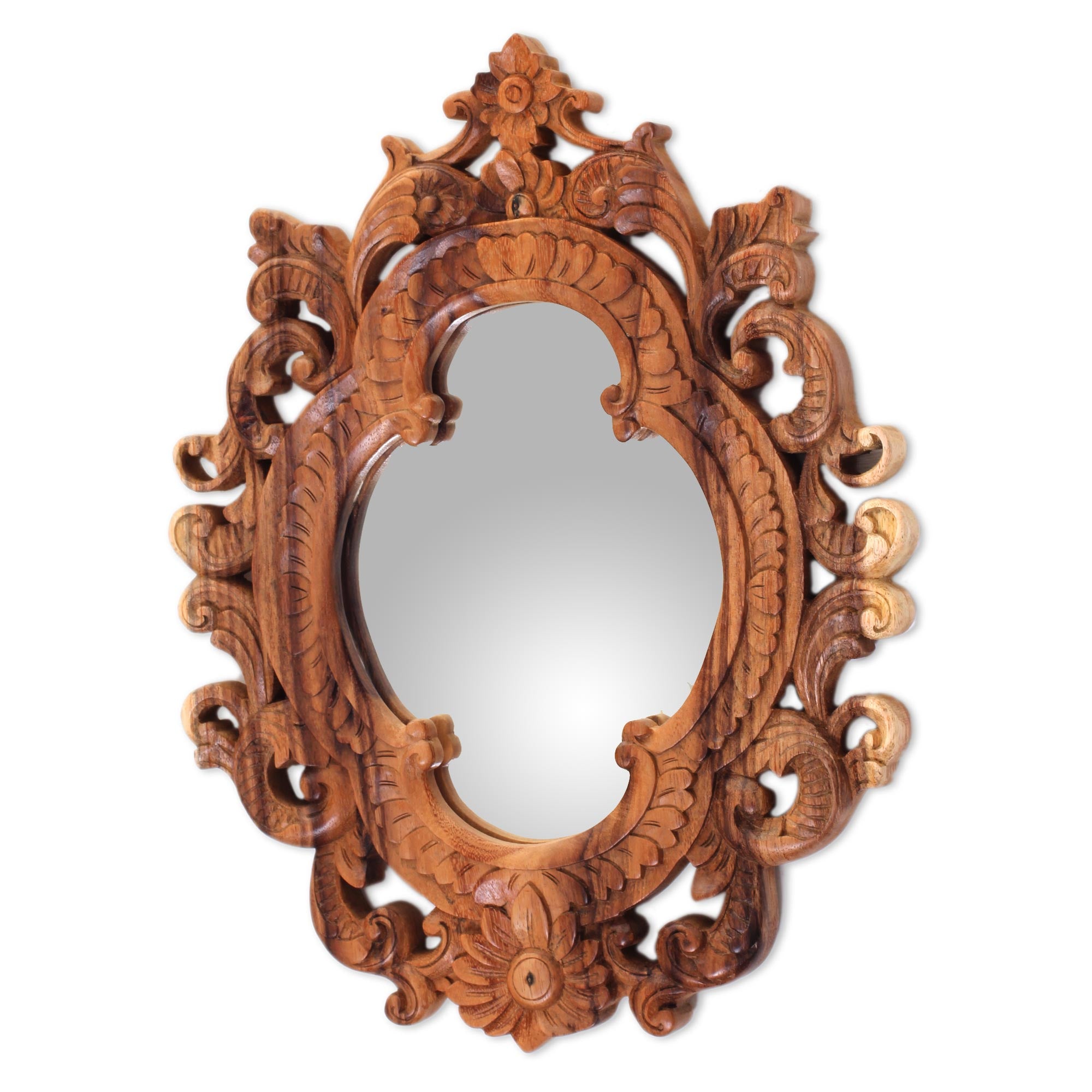 Premium Mataram Rococo Hand-Carved Wood Mirror - Bali Artisan Crafted