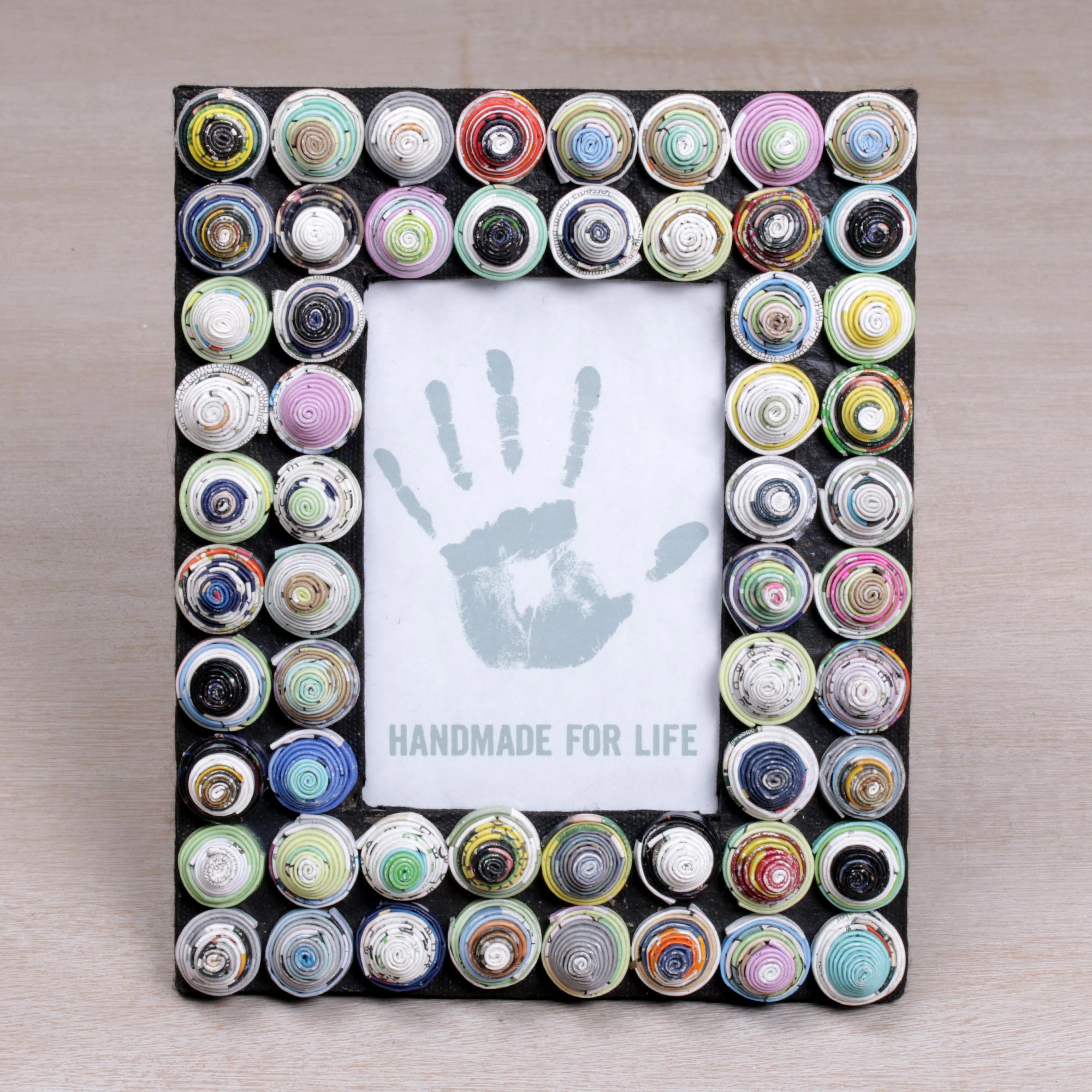 Premium Recycled Paper Photo Frame with Bali-Inspired Circle Motifs
