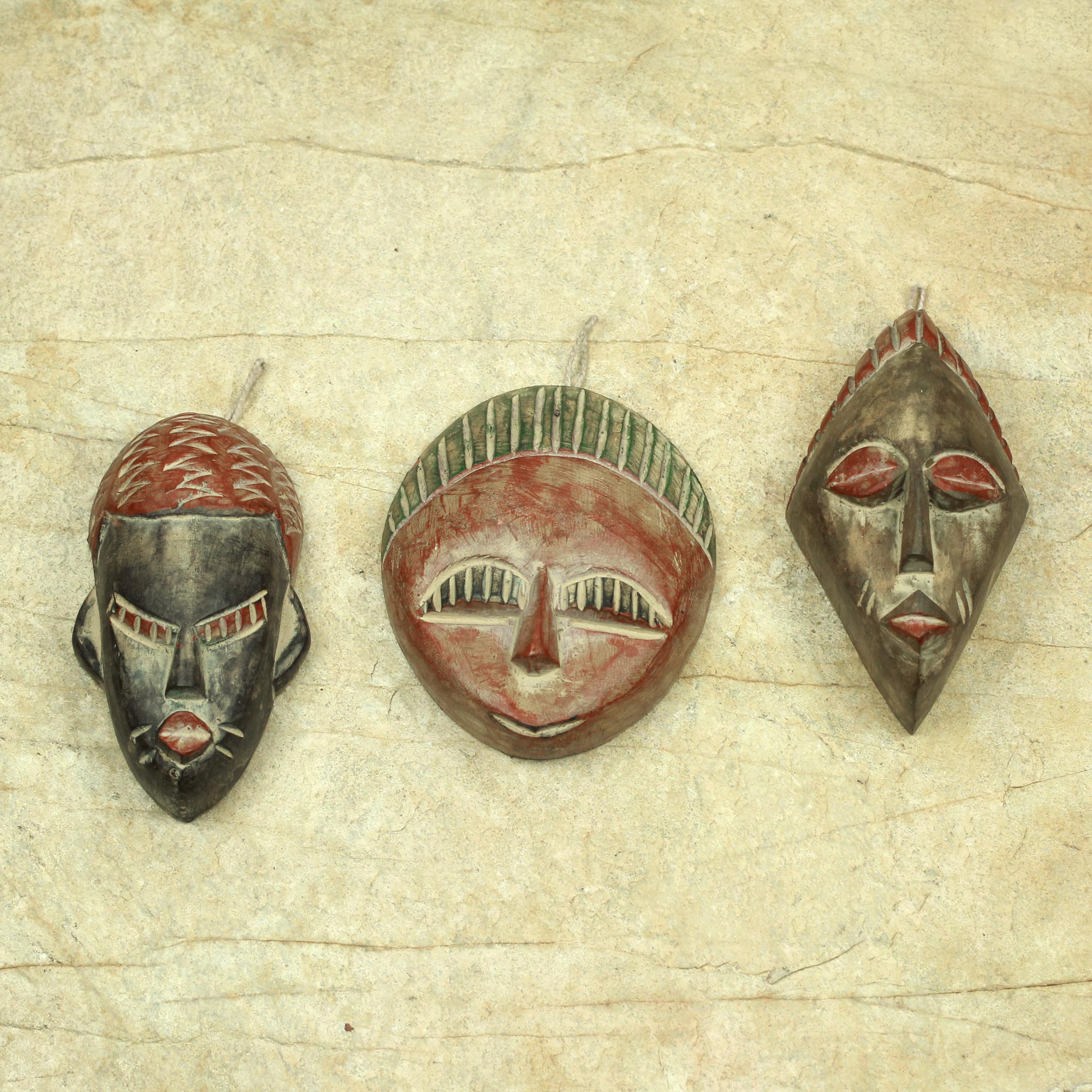 Premium Hand-Carved Three Kings African Wood Christmas Ornaments (Set of 3)