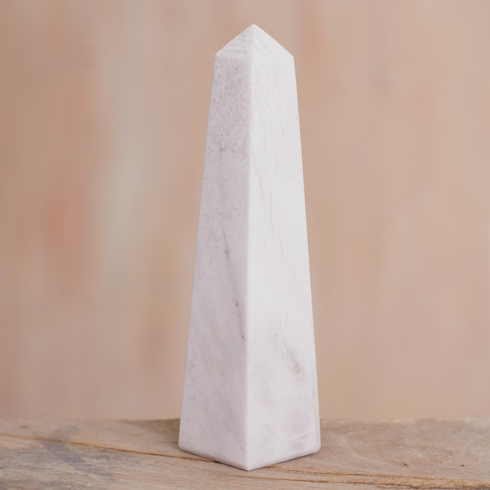 Premium White Onyx Obelisk Sculpture - Mystical Lighthouse Design