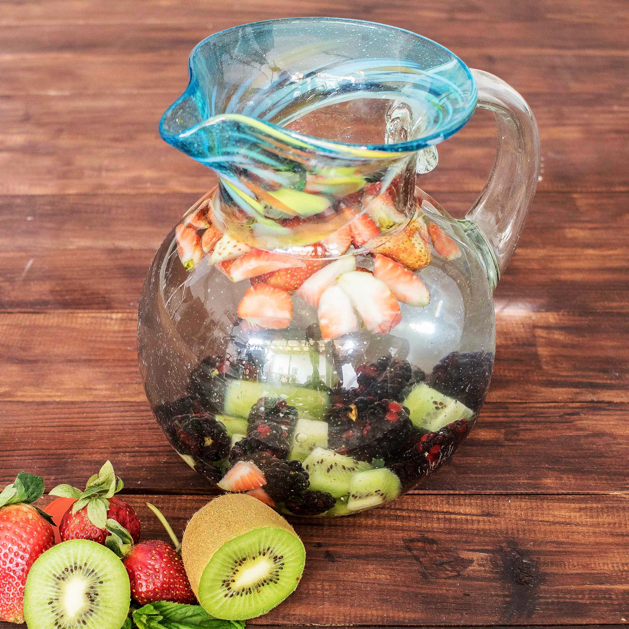 Premium Aurora Hand Blown Glass Pitcher - 94 oz. | Eco-Friendly Artisan Crafted