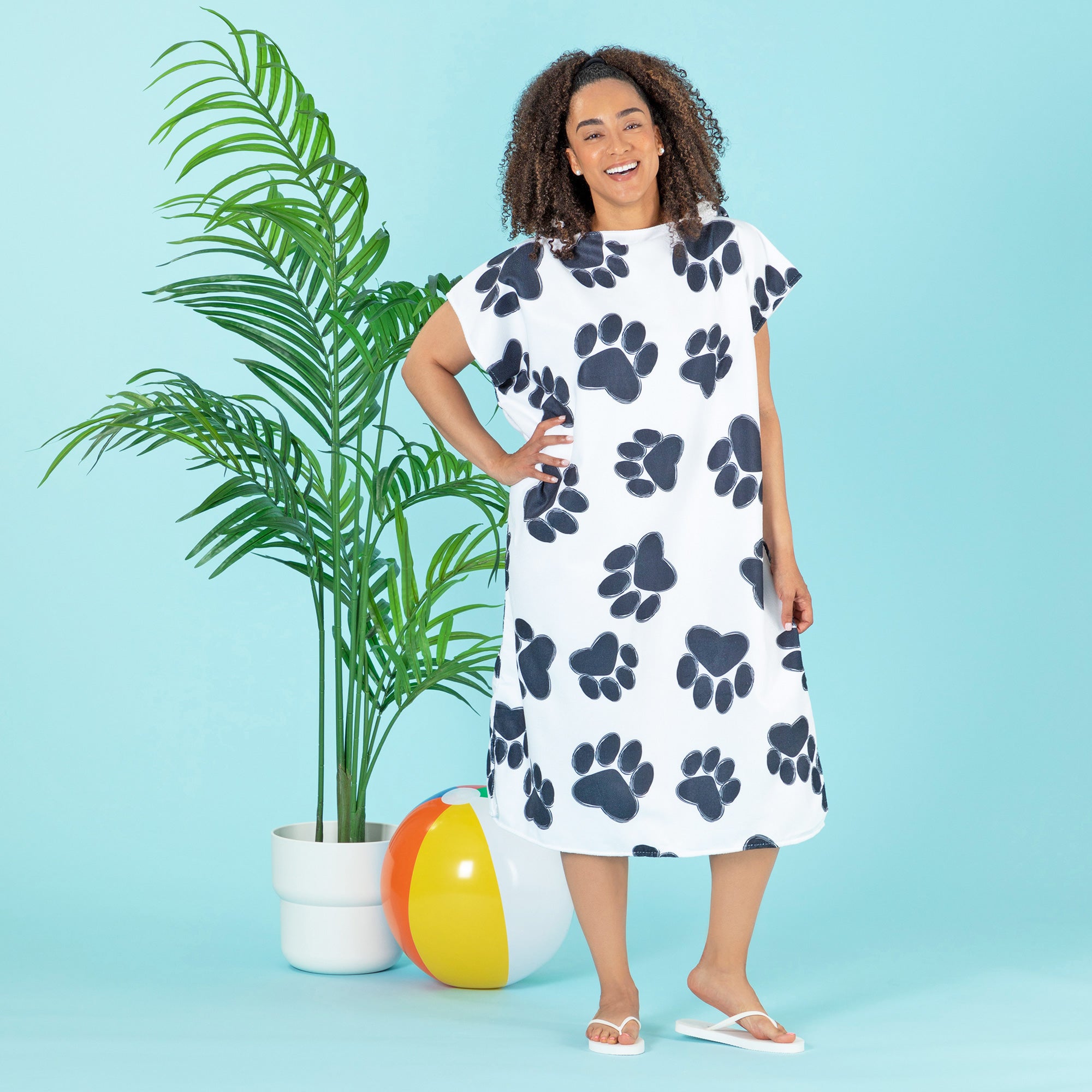 Ultimate Paw Print Beach Towel Poncho - Premium Hooded Towel