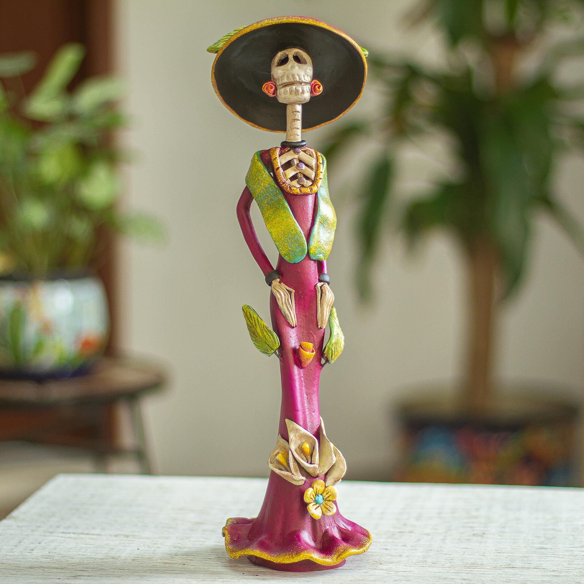Premium Aristocratic Catrina Sculpture - Handcrafted Ceramic Art from Mexico