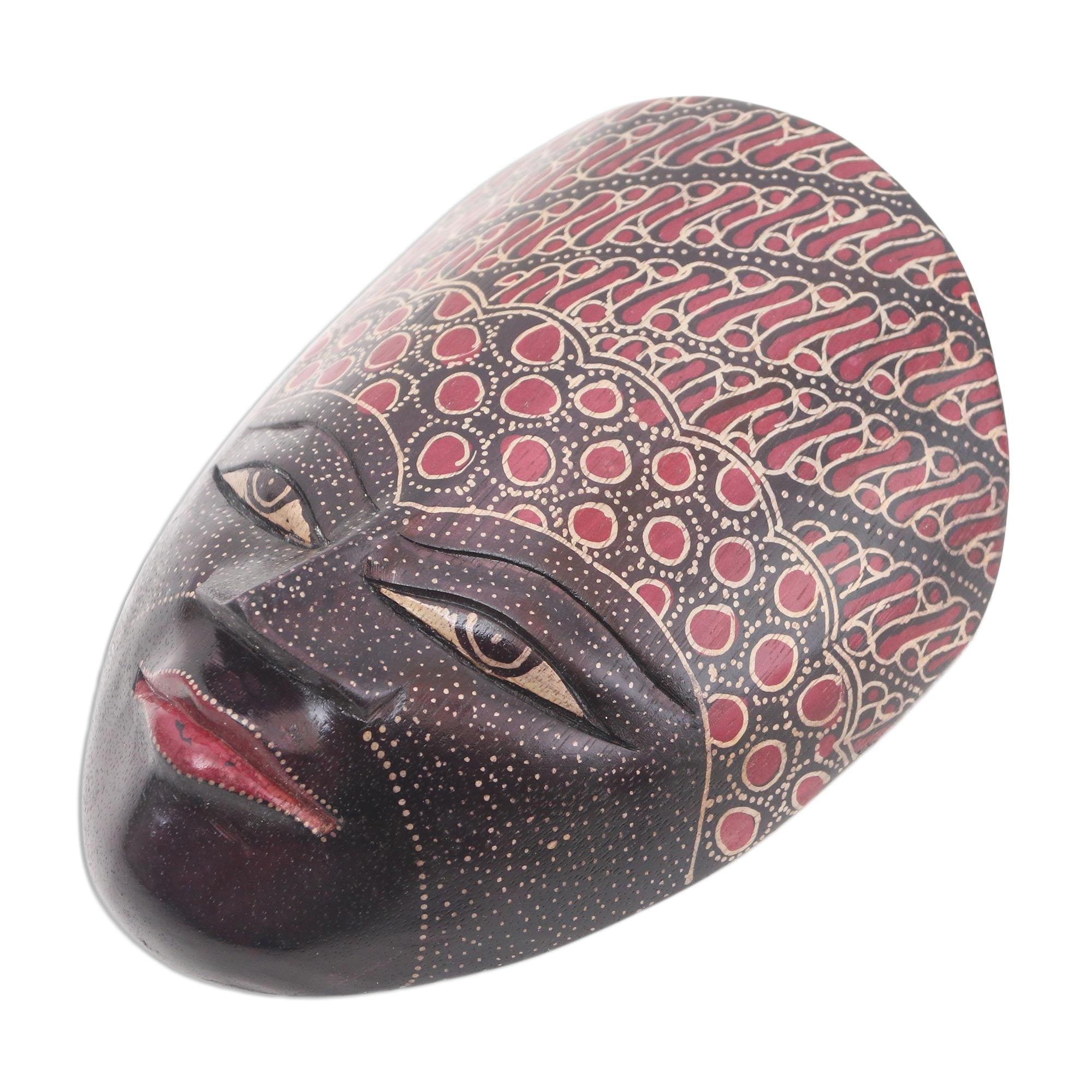 Premium Hand-Painted Batik Wood Mask from Java – Unique Wall Art