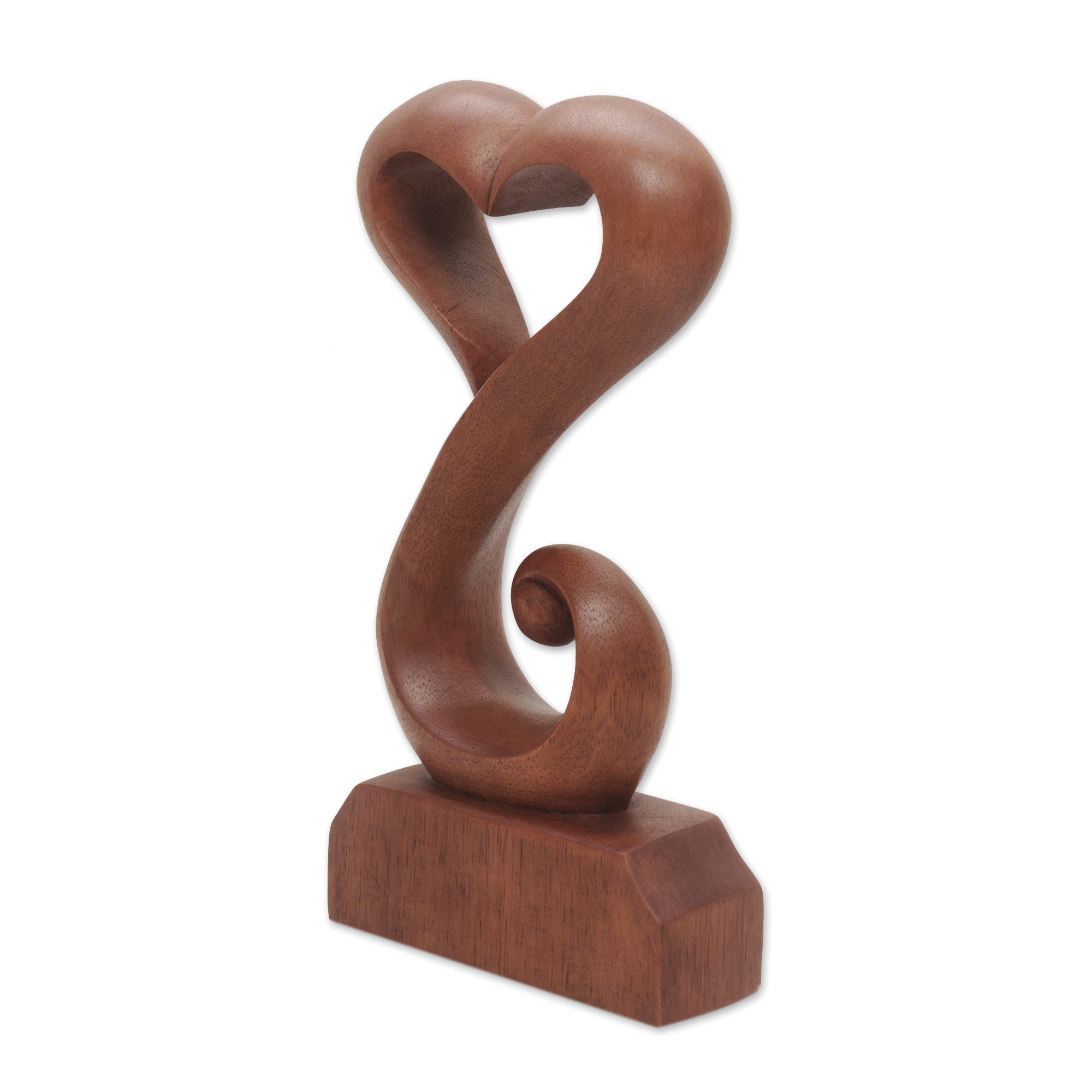 Premium Tangled Love Handcrafted Suar Wood Open Heart Sculpture - Unique Home Decor