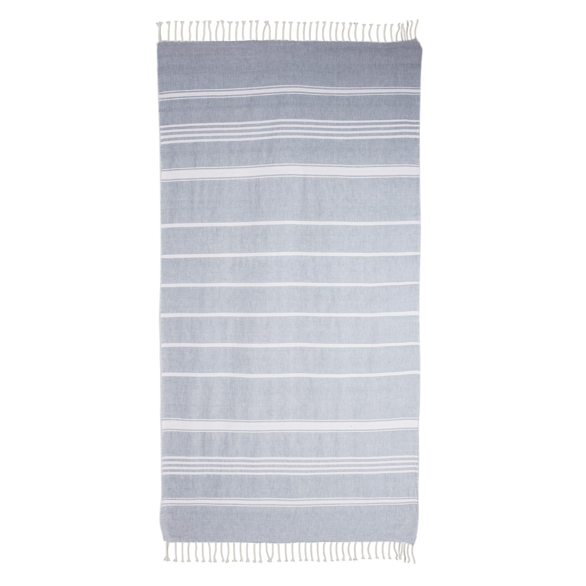 Premium Celadon Striped Cotton Beach Towel – Handwoven in Guatemala