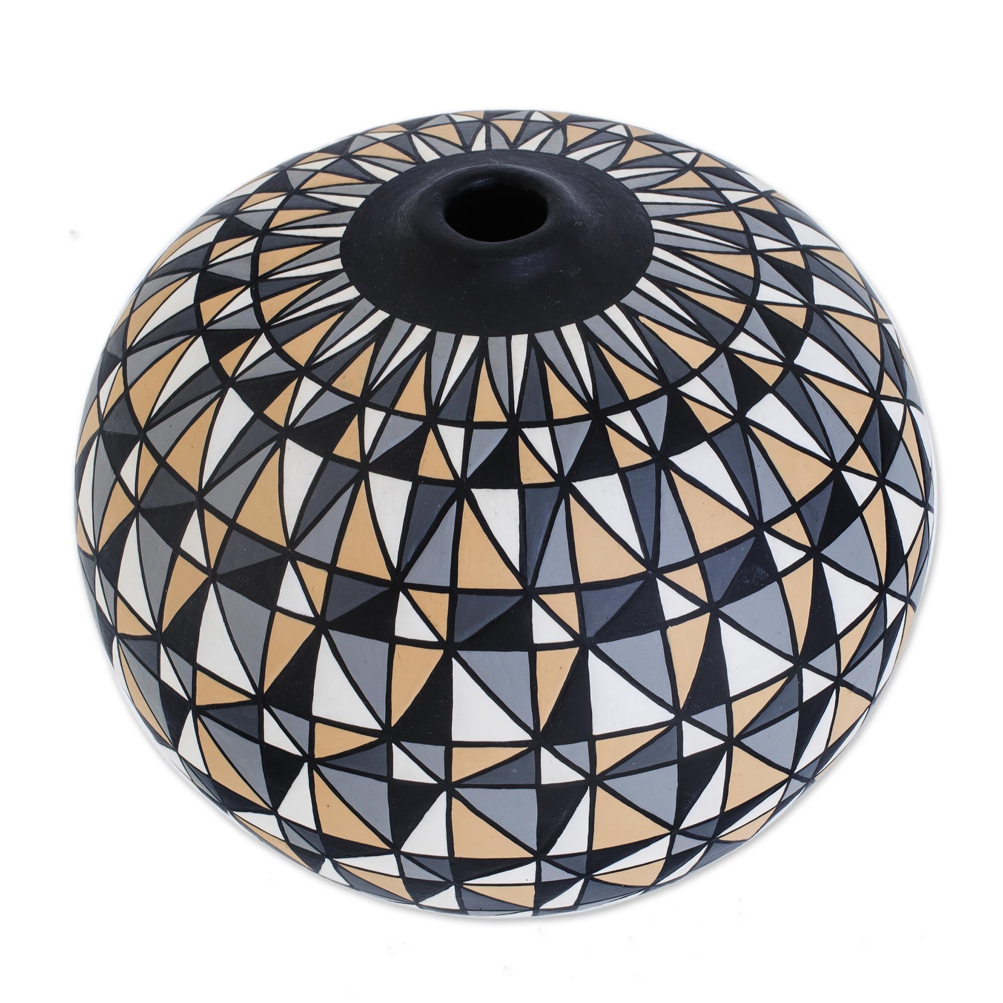Premium Tricolor Elegance Hand-Painted Ceramic Vase - Geometric Artistry by Arlen Estrada