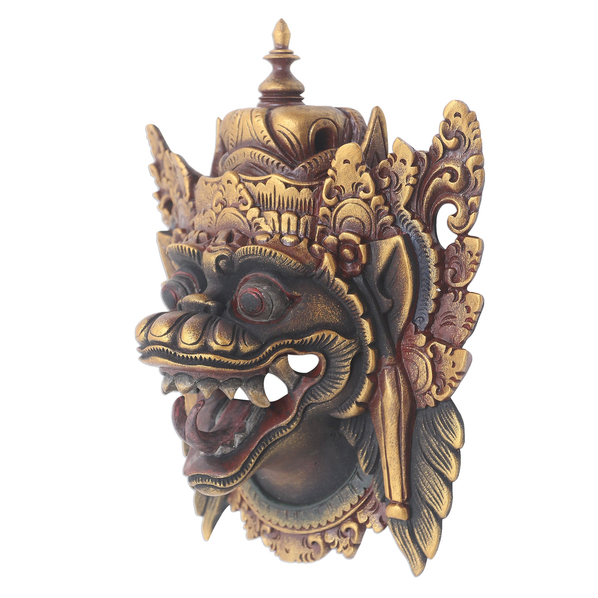Premium Naga Basuki Balinese Dragon Wood Mask - Handcrafted Wall Art
