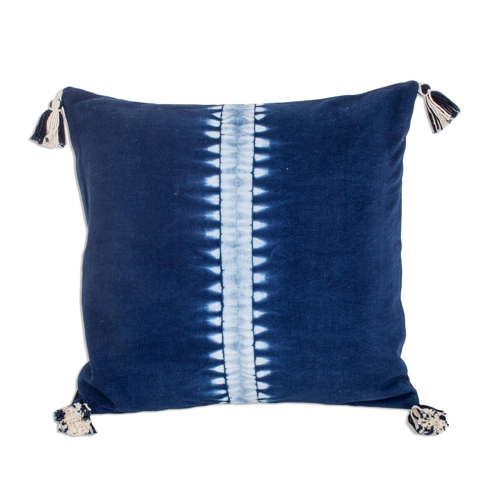 Premium Indigo Striped Tie-Dyed Cotton Cushion Covers (Set of 2)