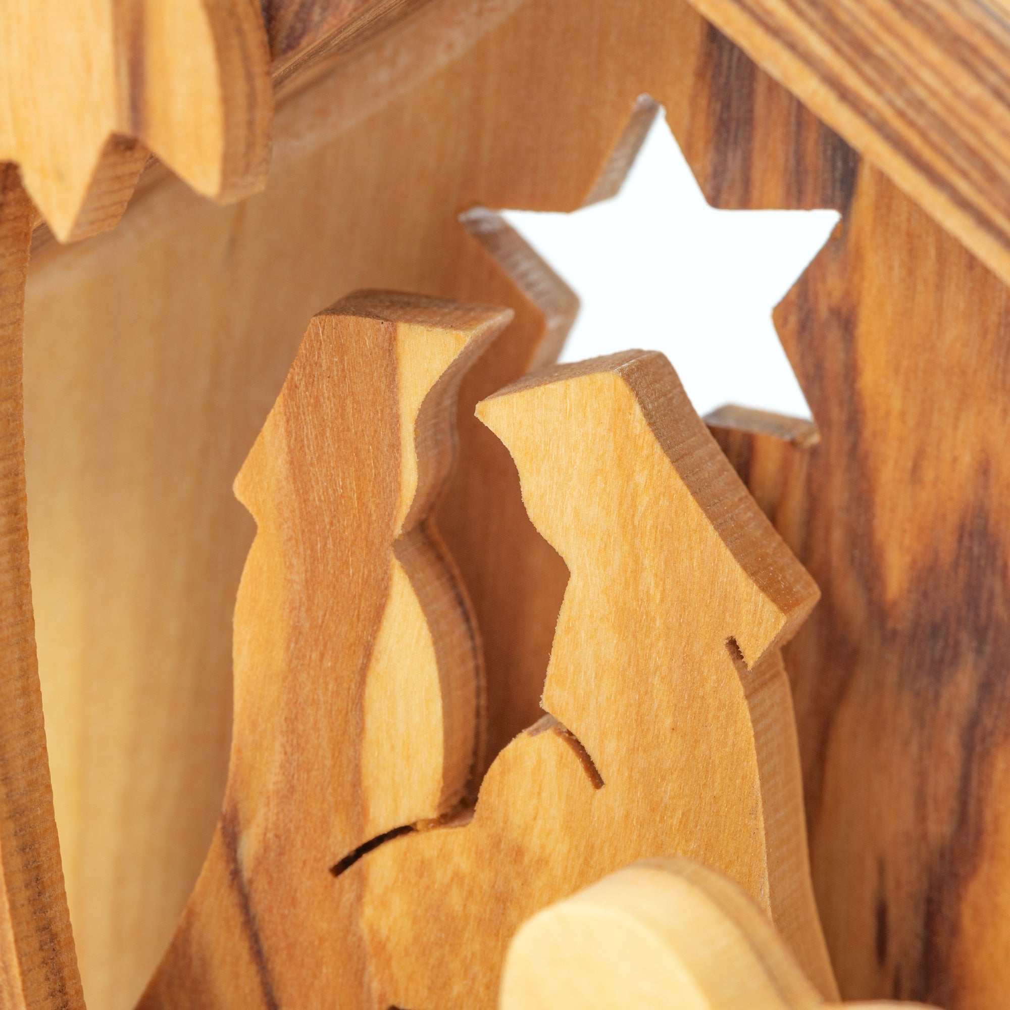 Premium Hand-Carved Olive Wood Nativity Ornament - Christmas Tree Essential