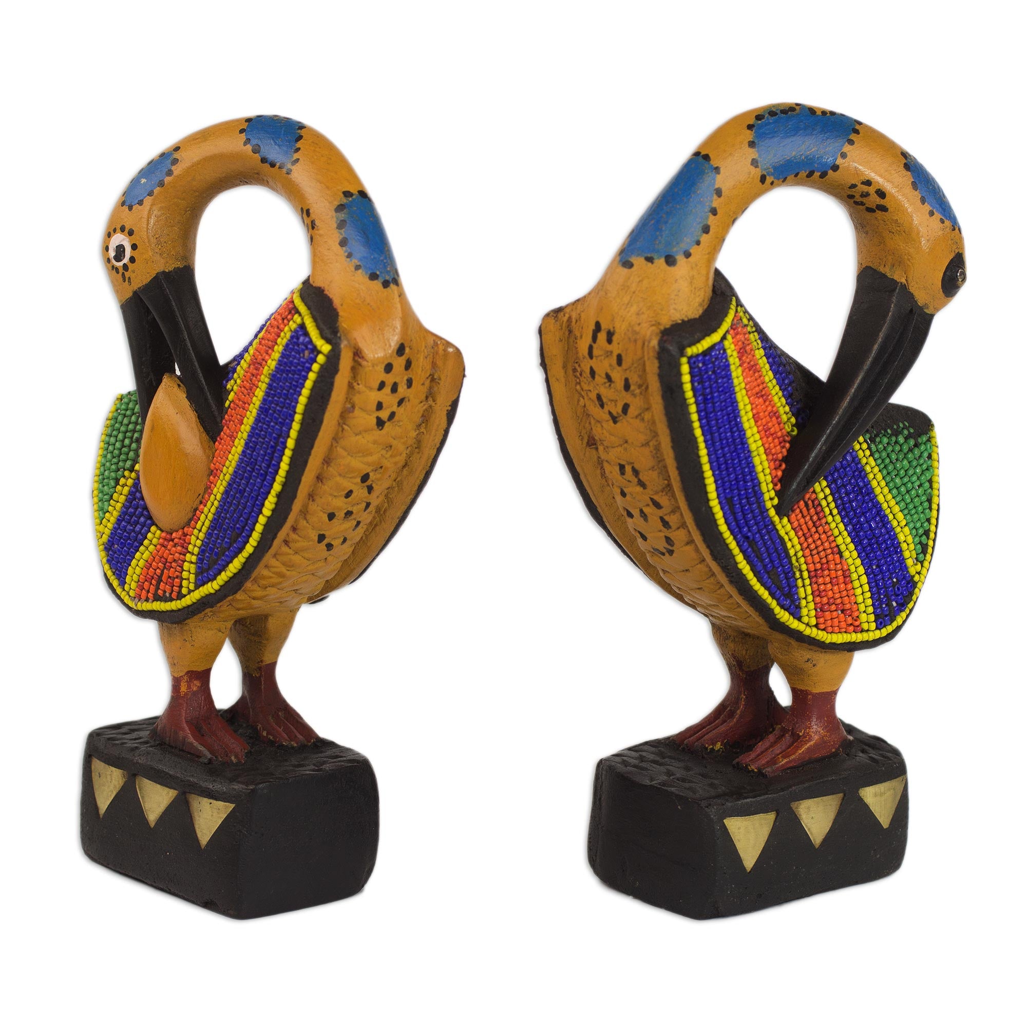 Premium Sankofa Duo: Handcrafted Wood & Recycled Glass Bird Sculptures