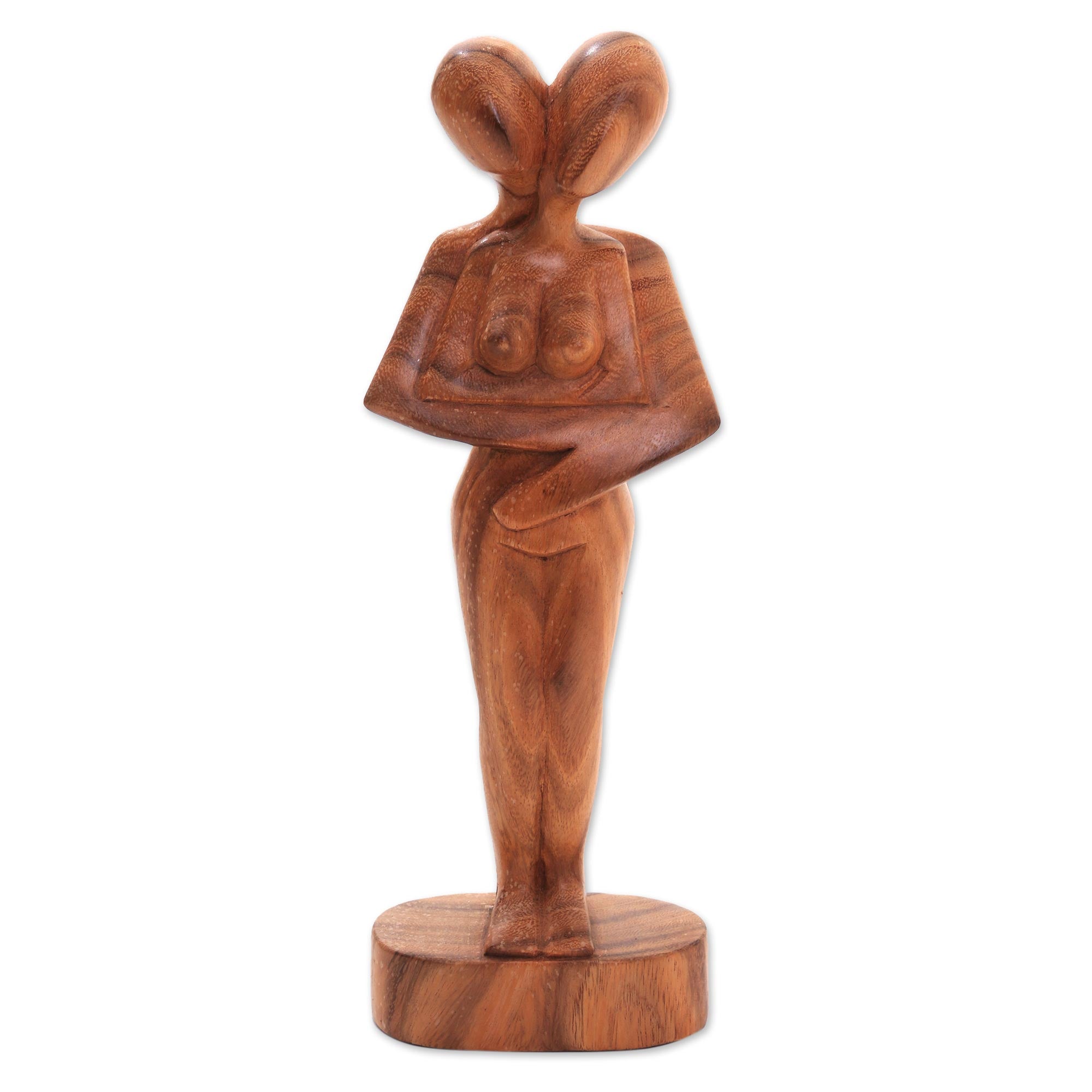 Premium Romantic Embrace Suar Wood Sculpture – Handcrafted Artistry