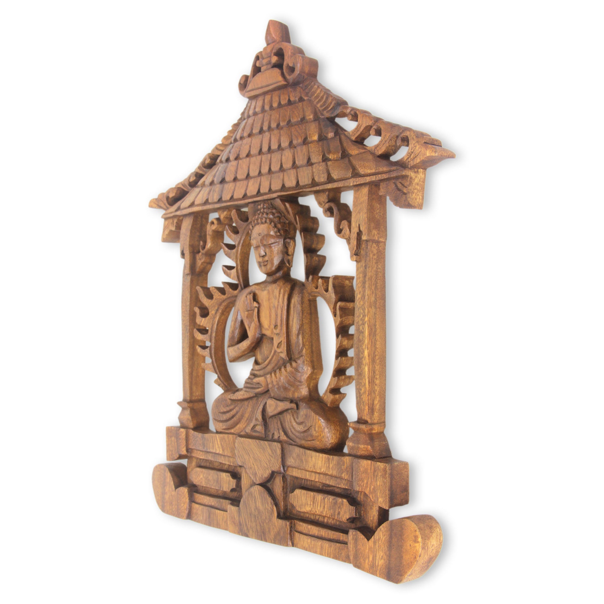 Premium Hand-Carved Buddha Wood Wall Art - Serene Meditation Sculpture