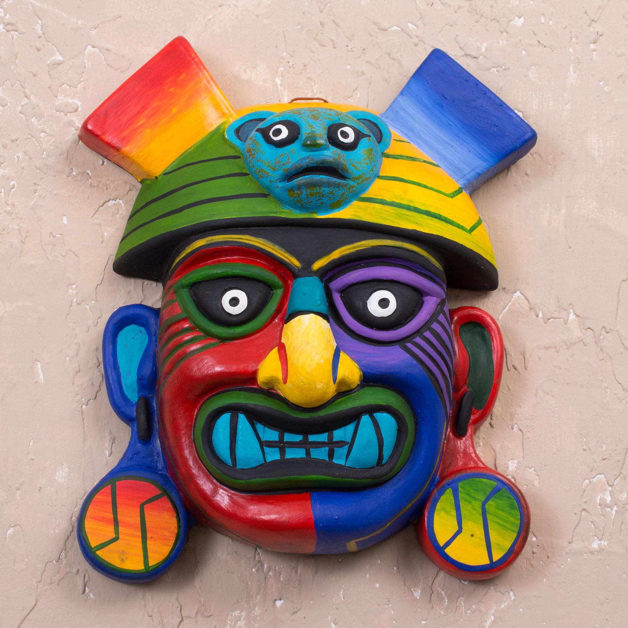 Premium Handcrafted Ai Apaec Ceramic Wall Mask | Authentic Peruvian Art