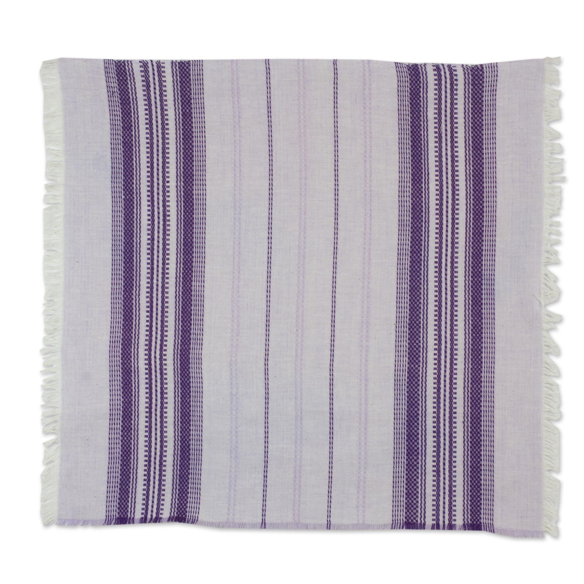 Premium Handwoven Purple Striped Cotton Napkins (Set of 6) - Elevate Your Dining Experience