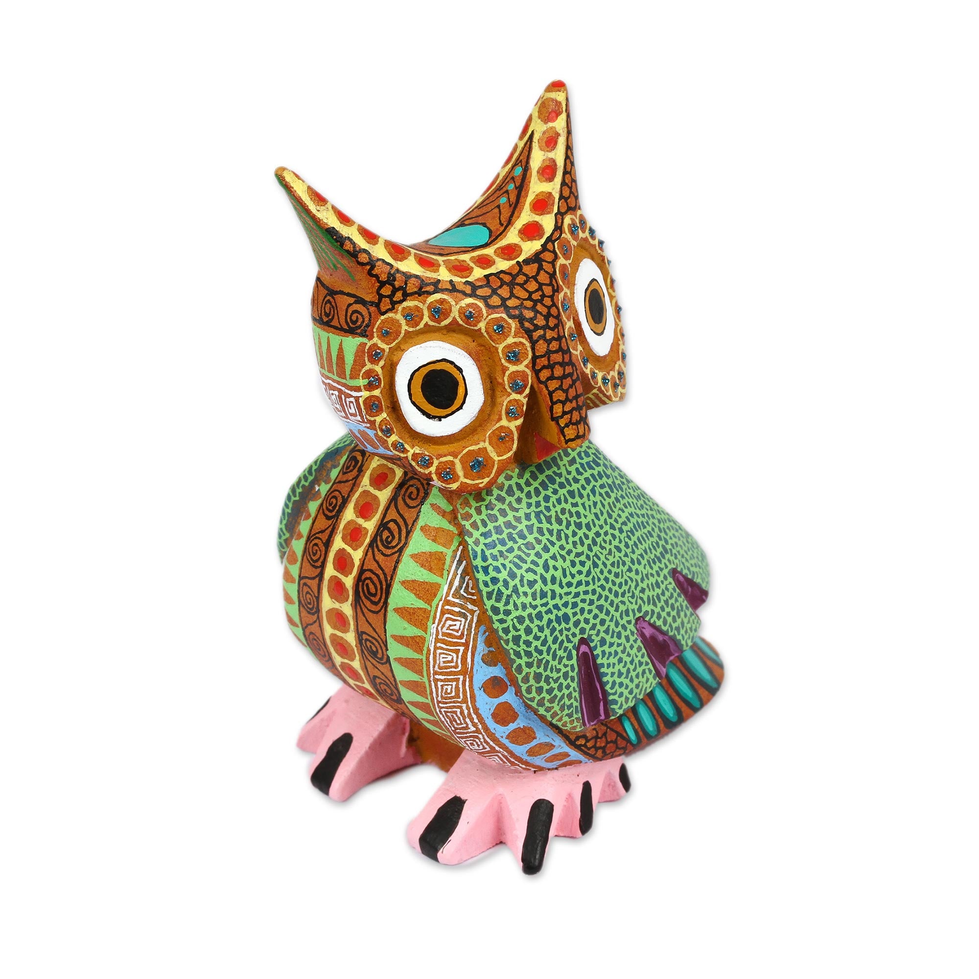 Premium Hand-Carved Copal Wood Owl Alebrije Sculpture - Authentic Mexican Art