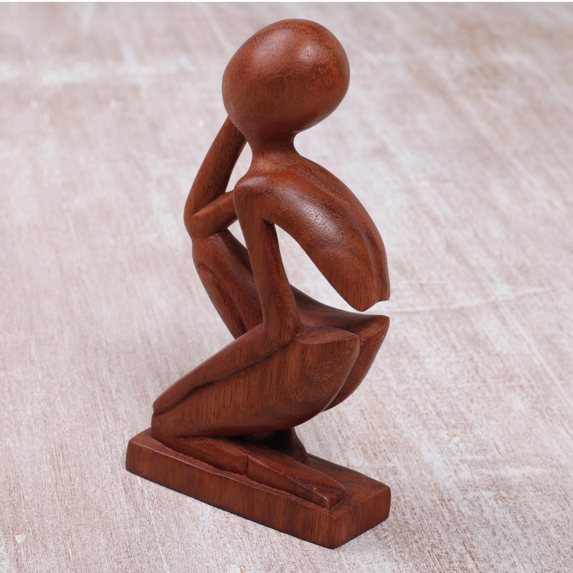 Premium Handcrafted Wooden Meditation Sculpture - 'Soulful Solitude'