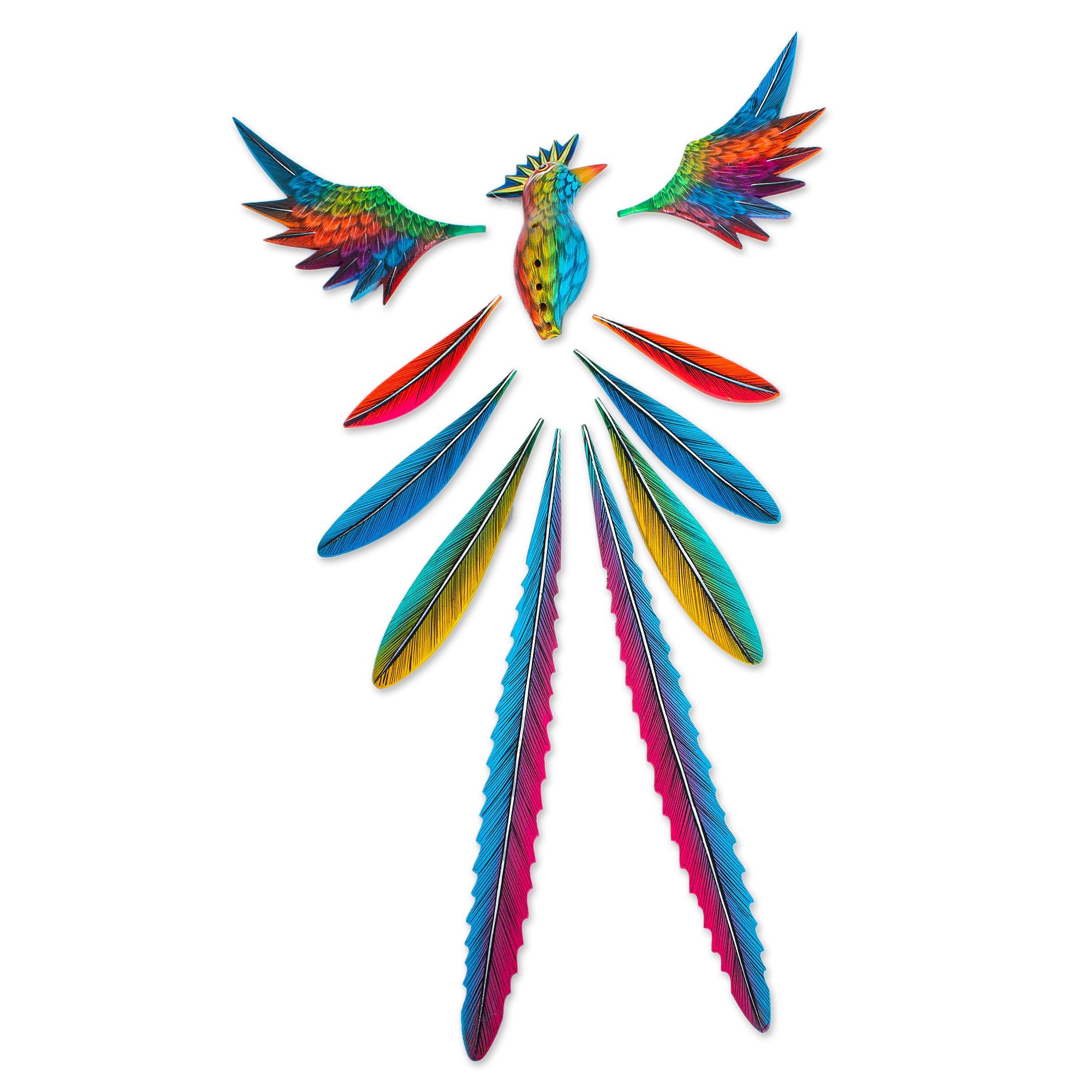 Premium Handcrafted Quetzal Alebrije Sculpture - Psychedelic Wood Art
