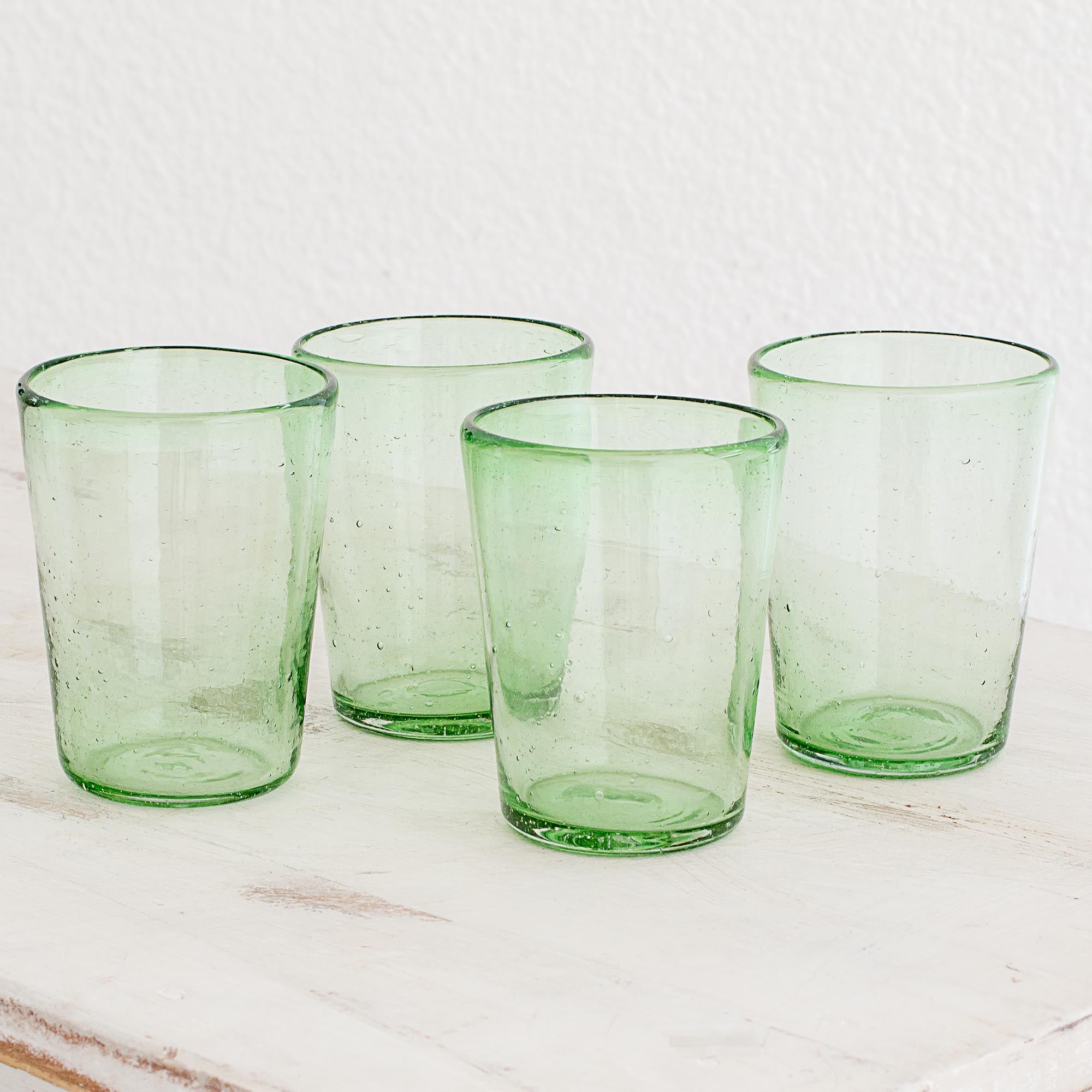 Premium Eco-Friendly Handblown Recycled Glass Juice Glasses - Set of 4