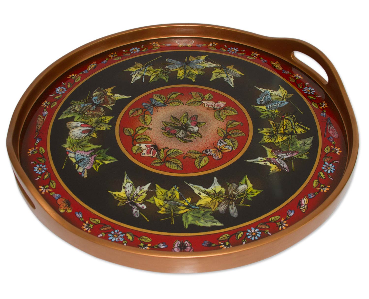 Premium Midnight Sky Reverse Painted Glass Tray - Handcrafted Elegance
