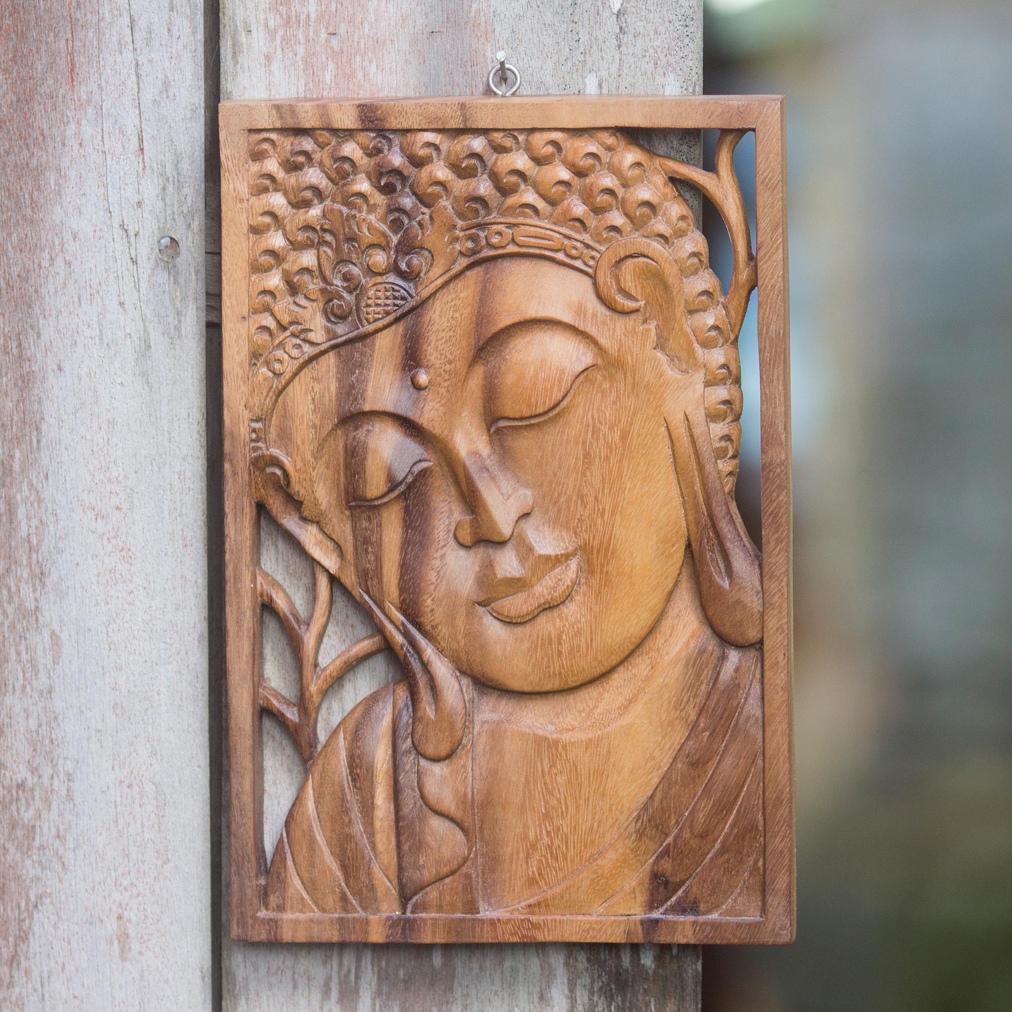 Premium Handcrafted Buddha Portrait Wall Panel - Balinese Inspired