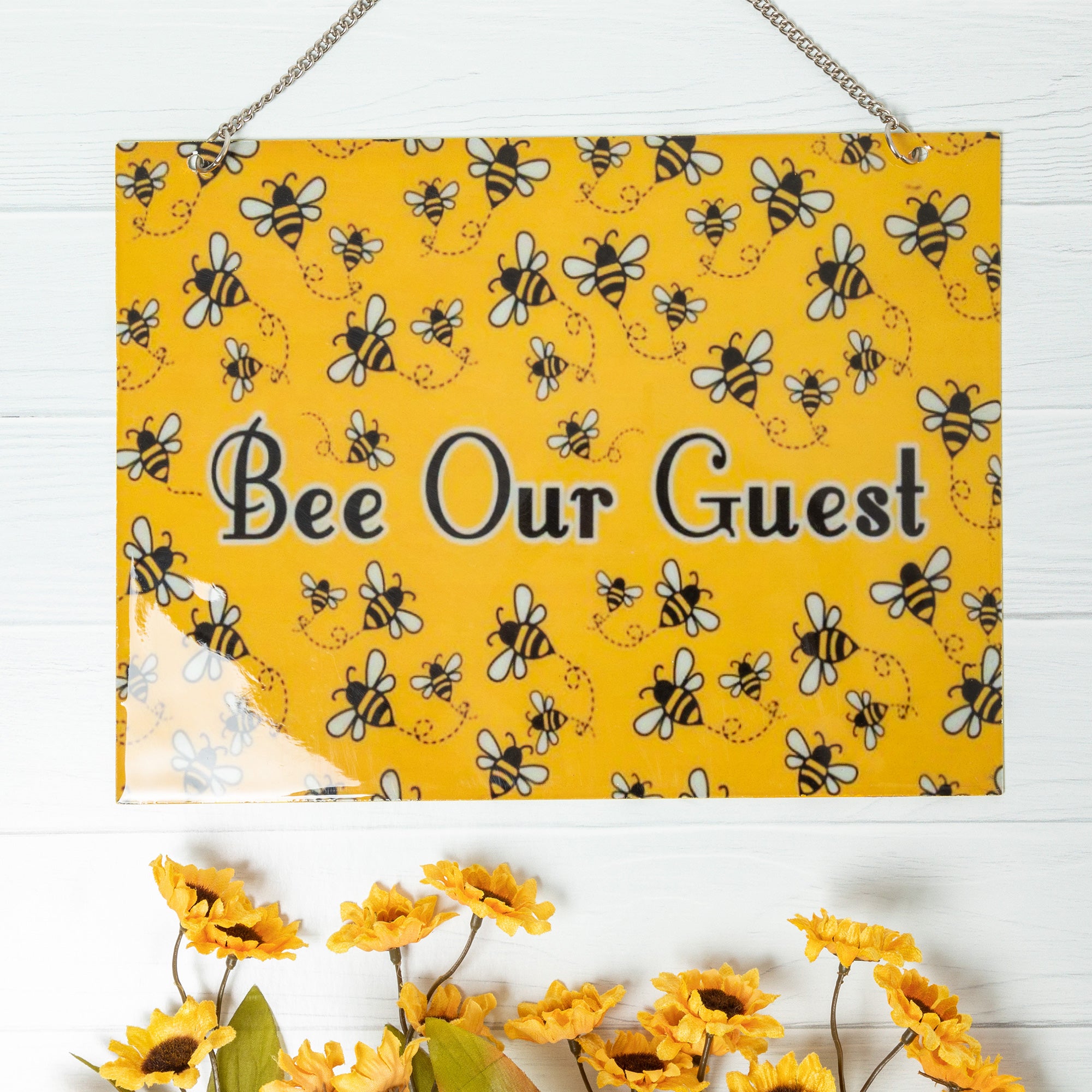 Premium Outdoor 'Bee Our Guest' Metal Garden Sign