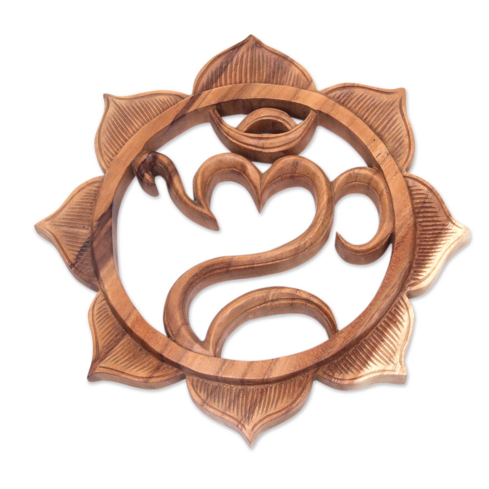 Premium Omkara Wood & Lotus Flower Wall Art – Handcrafted Spiritual Decor