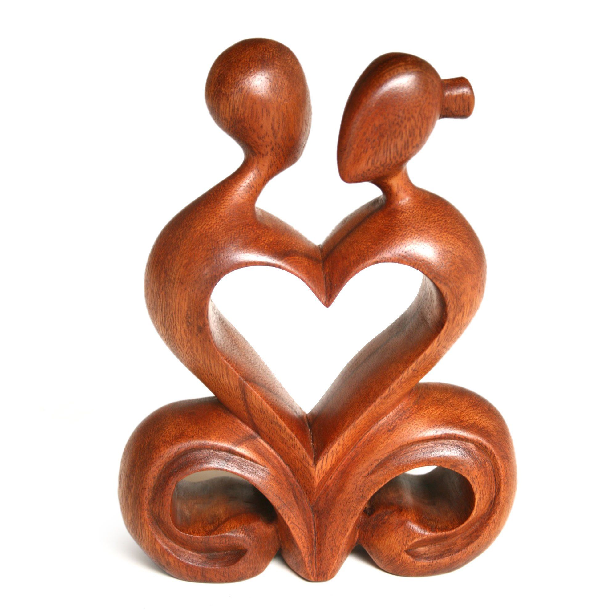 Premium One Heart Suar Wood Sculpture - Handcrafted Love Symbol