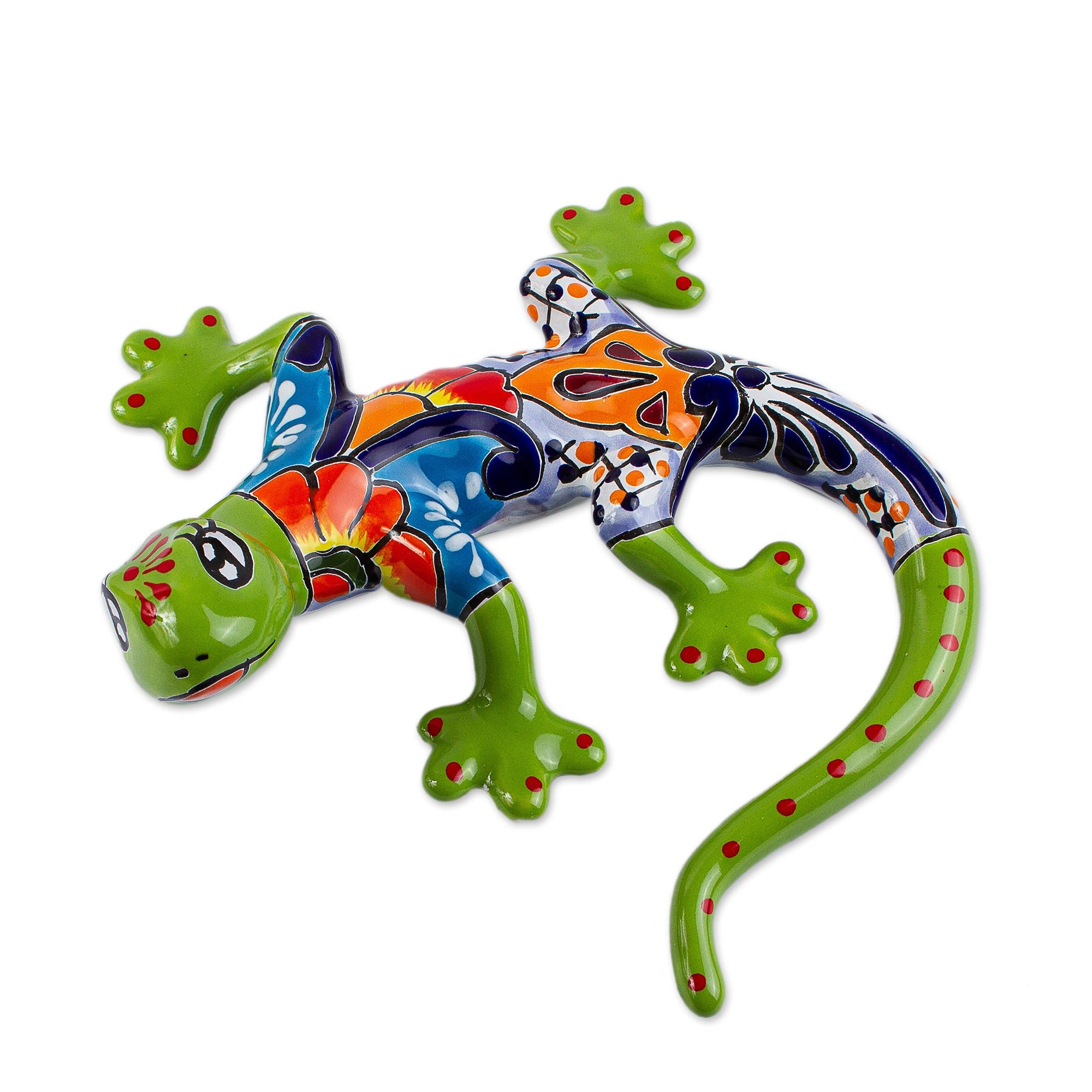 Premium Hand-Painted Ceramic Salamander Wall Art - Vibrant Mexican Decor