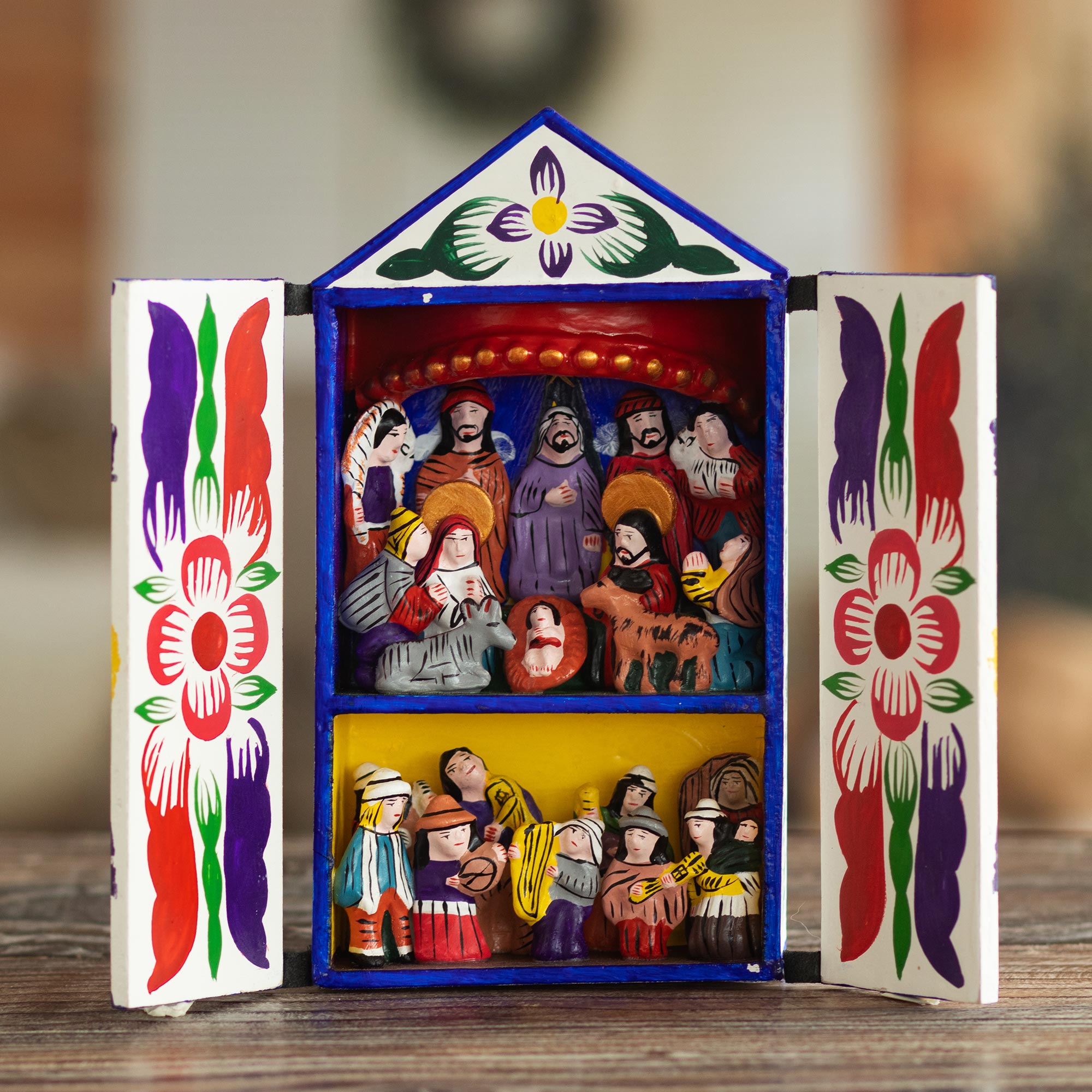 Premium Santa Ana Chapel Retablo - Handcrafted Peruvian Nativity Scene