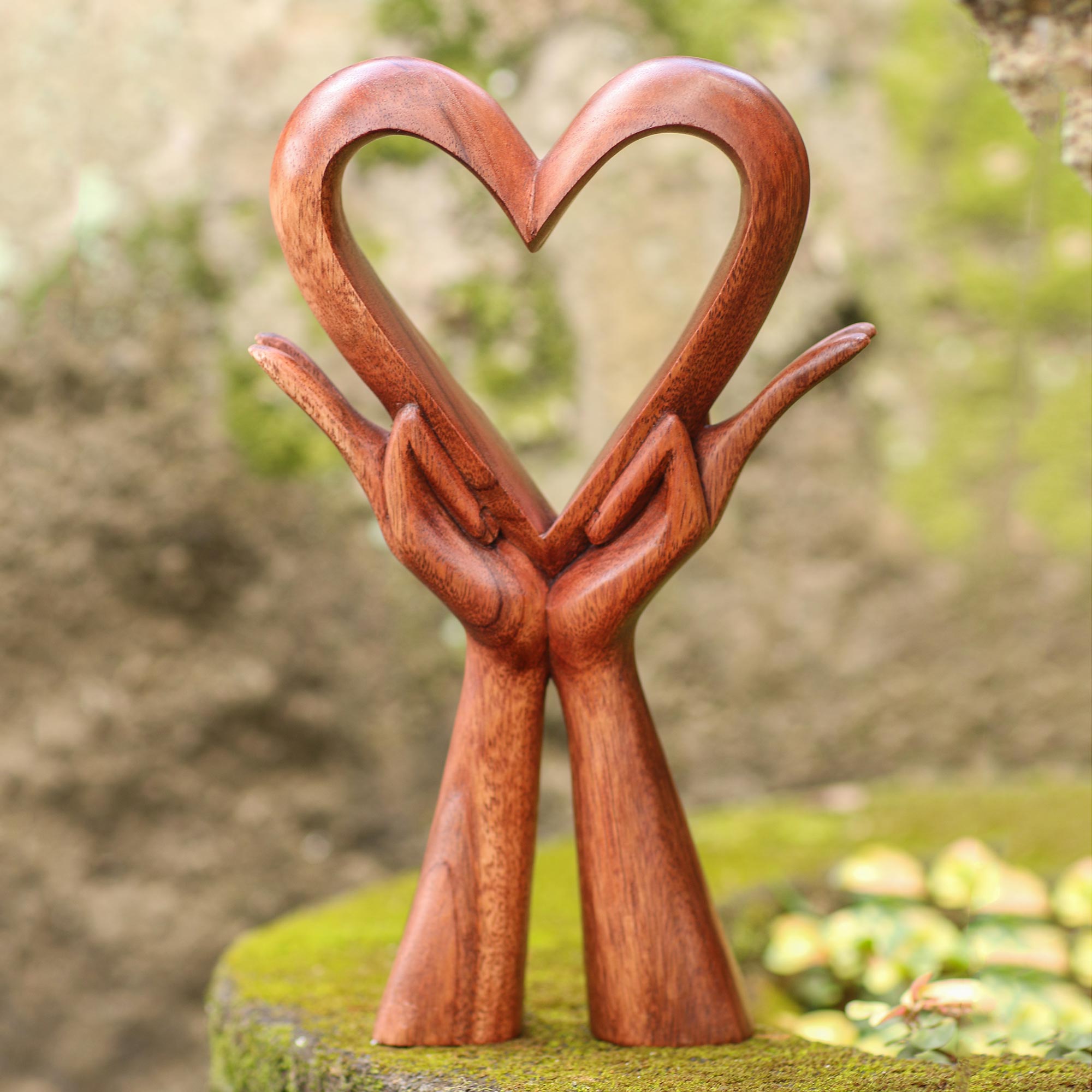 Premium Handcrafted Love Heart Sculpture - Signed Artisan Wooden Masterpiece
