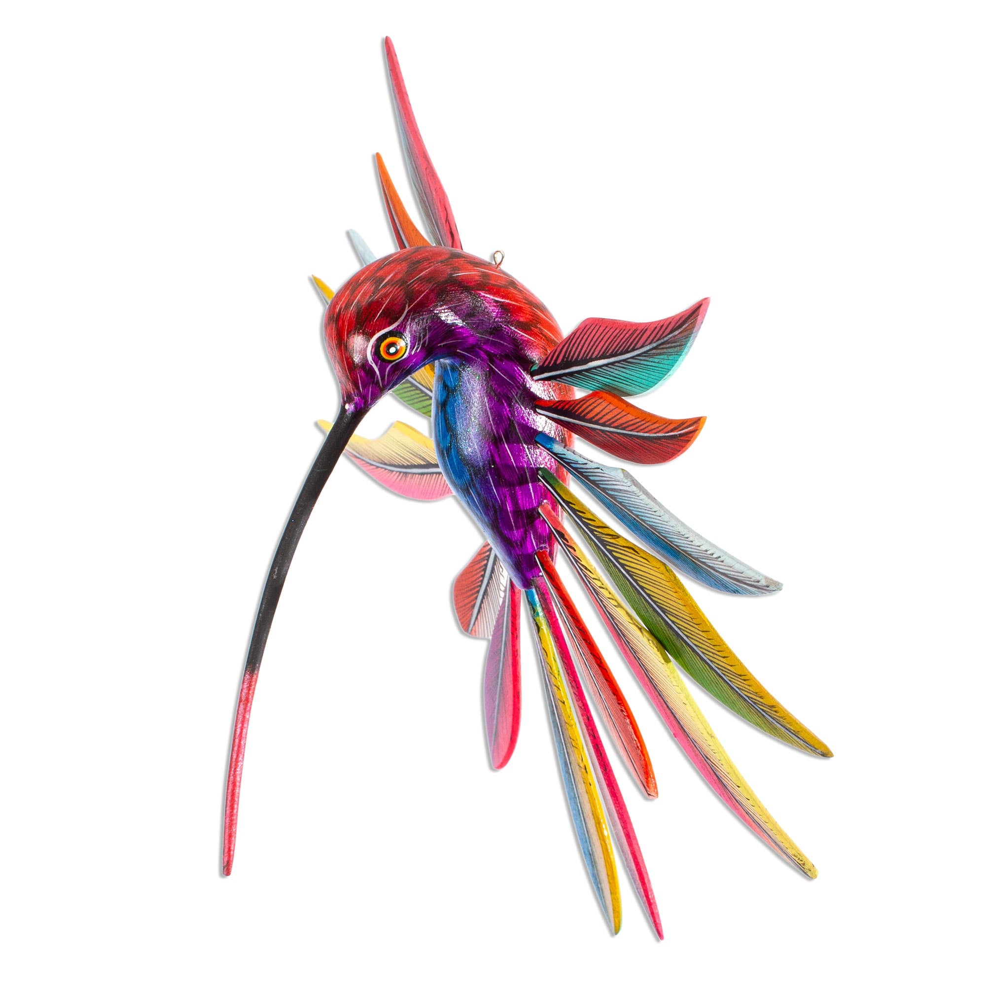 Premium Psychedelic Hummingbird Alebrije - Handcrafted Wood Art
