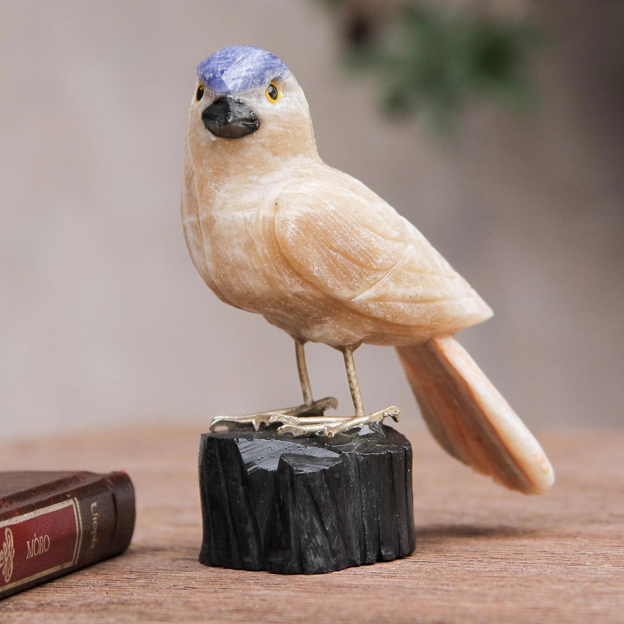Premium Caramel Calcite Sparrow Sculpture - Ultimate Creativity Enhancer