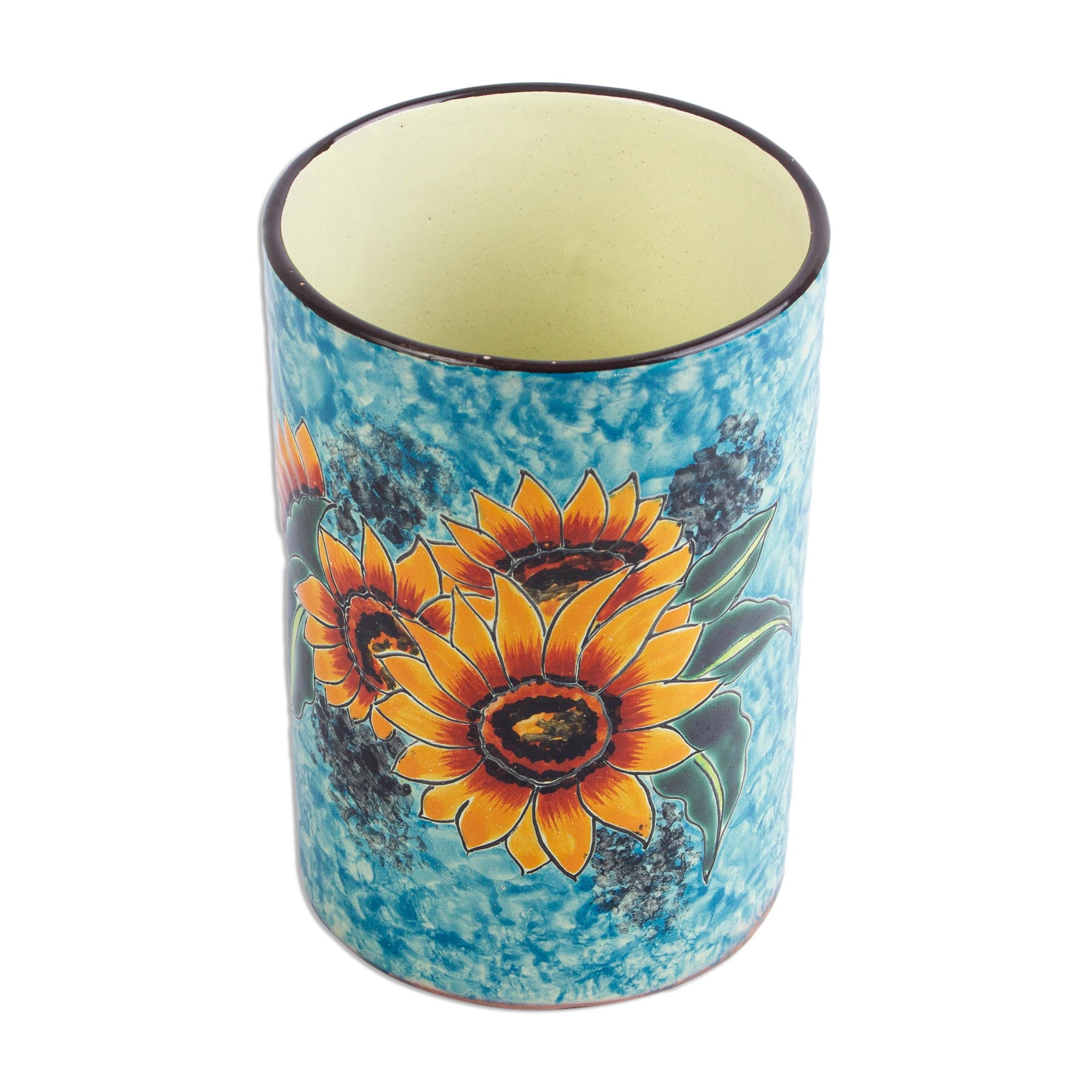 Premium Handcrafted Sunflower Ceramic Vase - Mexican Artisan Design